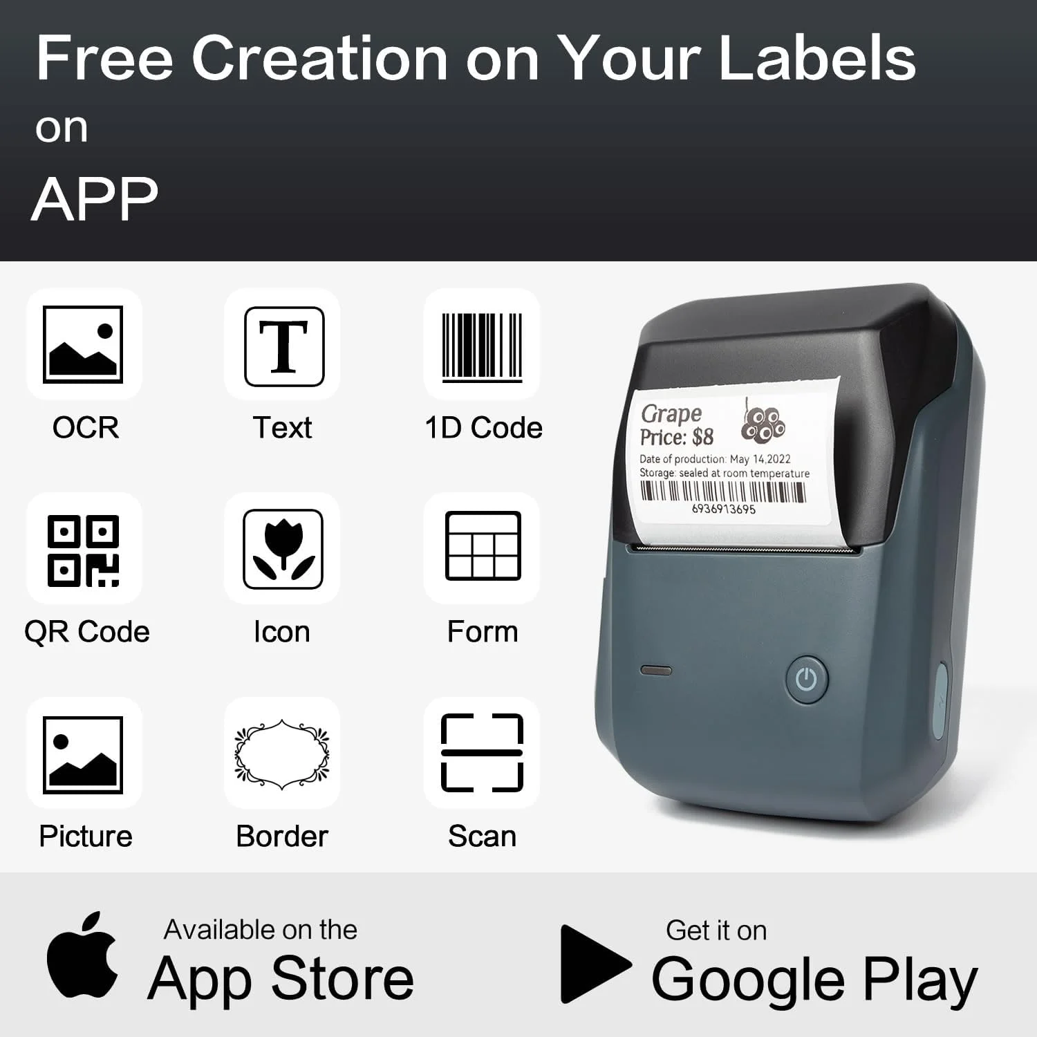 دستگاه چاپ لیبل NIIMBOT B1 - چاپگر حرارتی بارکد قابل حمل بلوتوث برای کسب و کارهای کوچک، آدرس، لوگو، پوشاک، جواهرات، خرده فروشی، ارسال پستی، چاپگر برچسب برای تلفن و کامپیوتر، مشکی