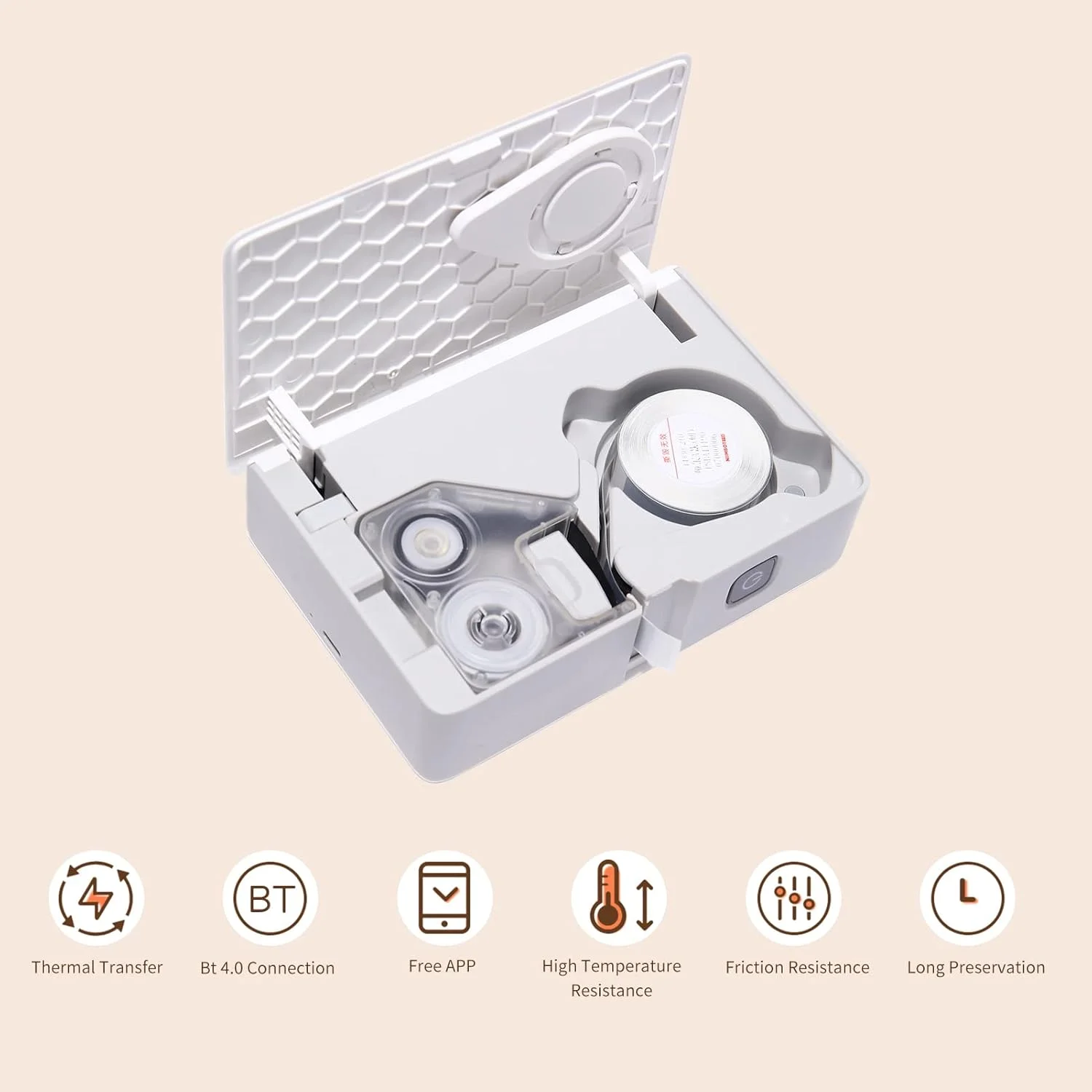 چاپگر لیبل کوچک Fawoonu B18، چاپگر حرارتی انتقال برچسب، بارکد، قیمت، همه در یک، اتصال BT، دستگاه برچسب‌زنی تاریخ، ژورنال، برچسب مطالعه DIY با ریبون و رول برچسب PET سازگار با اندروید