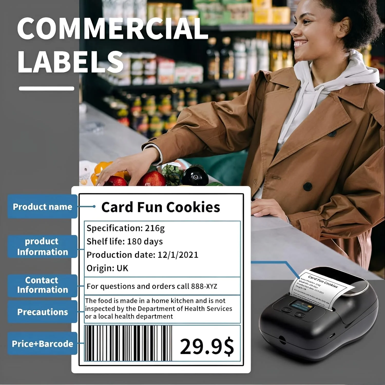 دستگاه چاپ لیبل بارکد BORTONY مدل M110، پرینتر حرارتی قابل حمل برای کسب و کارهای کوچک، آدرس، بارکد، لوگو لباس، ارسال پستی، چاپگر استیکر برای تلفن و کامپیوتر - مشکی دستگاه چاپ لیبل بارکد BORTONY مدل M110، پرینتر حرارتی قابل حمل برای کسب و کارهای کوچک، آدرس، بارکد، لوگو لباس، ارسال پستی، چاپگر استیکر برای تلفن و کامپیوتر - مشکی