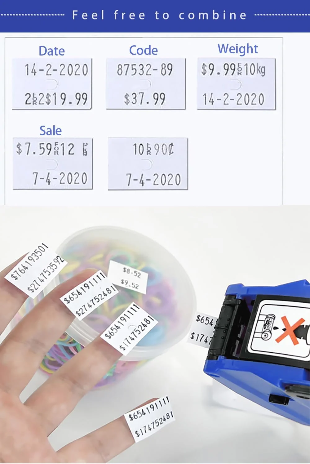 برچسب زن قیمت ناوی لینتک، دستگاه برچسب قیمت 2 خطی 20 رقمی به همراه 1500 برچسب قرمز، 1500 برچسب نارنجی، 4800 برچسب سفید، 2 رول جوهر، دستگاه برچسب زنی کد تاریخ برای فروشگاه های خرده فروشی و حراج گاراژی، دستگاه برچسب زن (Elite)