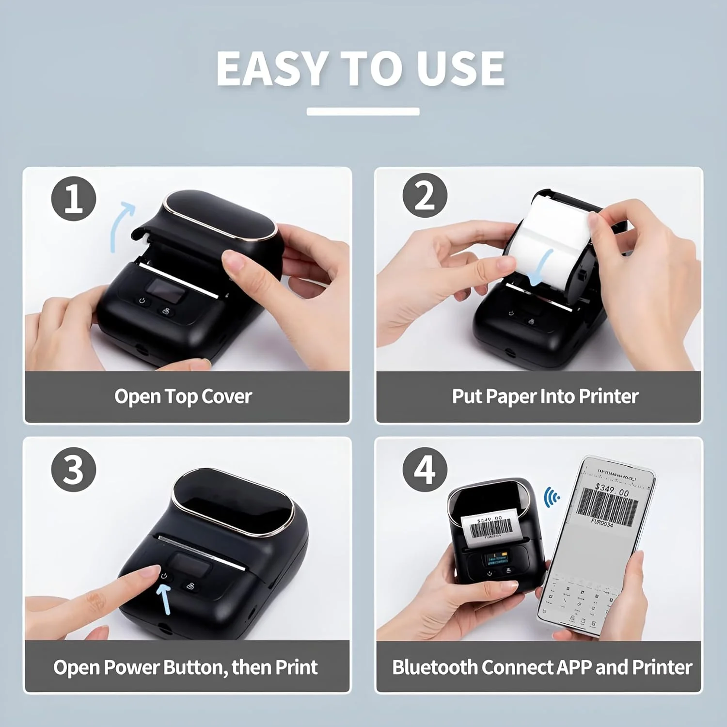 دستگاه چاپ لیبل بارکد BORTONY مدل M110، پرینتر حرارتی قابل حمل برای کسب و کارهای کوچک، آدرس، بارکد، لوگو لباس، ارسال پستی، چاپگر استیکر برای تلفن و کامپیوتر - مشکی دستگاه چاپ لیبل بارکد BORTONY مدل M110، پرینتر حرارتی قابل حمل برای کسب و کارهای کوچک، آدرس، بارکد، لوگو لباس، ارسال پستی، چاپگر استیکر برای تلفن و کامپیوتر - مشکی