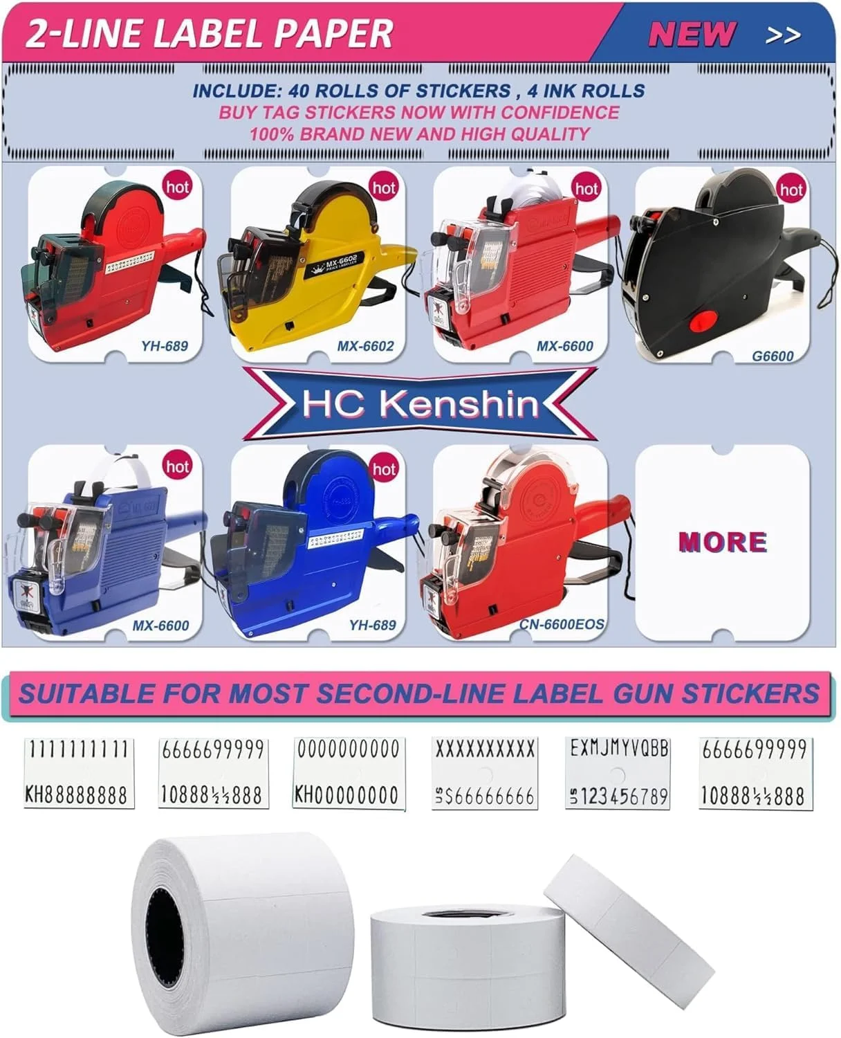 برچسب قیمت HuiChuang Technology HC Kenshin MX-6600، کاغذ برچسب 40 رول، مناسب برای MX-6600، MX-6602، YH-689 و بسیاری دیگر از دستگاه های برچسب زنی تفنگی 2 خطی (شامل تفنگ نمی شود) برچسب قیمت HuiChuang Technology HC Kenshin MX-6600، کاغذ برچسب 40 رول، مناسب برای MX-6600، MX-6602، YH-689 و بسیاری دیگر از دستگاه های برچسب زنی تفنگی 2 خطی (شامل تفنگ نمی شود)