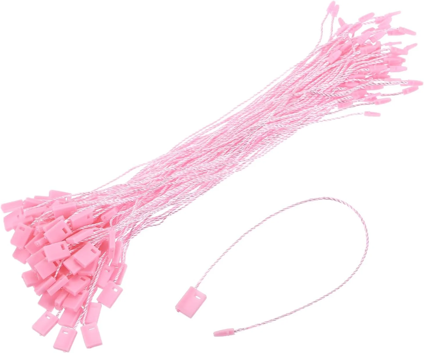 نخ آویز تگ لباس نقشه منبع یابی 500 عددی نایلونی 17 سانتی متری قفل فشاری حلقه ای پین دار بست تگ قیمت برچسب پلاستیکی بند تگ کراوات تگ برای تگ های رشته ای لباس تگ های با رشته صورتی