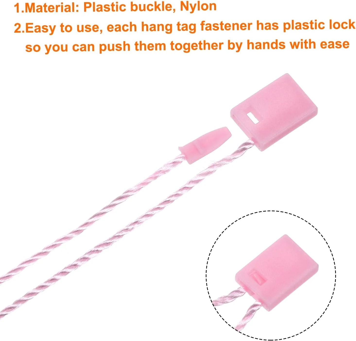نخ آویز تگ لباس نقشه منبع یابی 500 عددی نایلونی 17 سانتی متری قفل فشاری حلقه ای پین دار بست تگ قیمت برچسب پلاستیکی بند تگ کراوات تگ برای تگ های رشته ای لباس تگ های با رشته صورتی