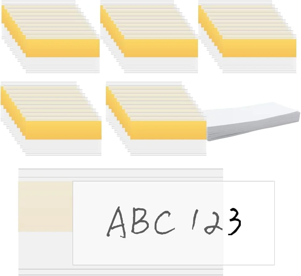 نگهدارنده برچسب خود چسب Azonee، 50 عدد 4x8 سانتی متر، نگهدارنده برچسب قیمت، نگهدارنده برچسب خود چسب شفاف، برای فروشگاه، دفتر، خانه (همراه با درج کارت سفید)