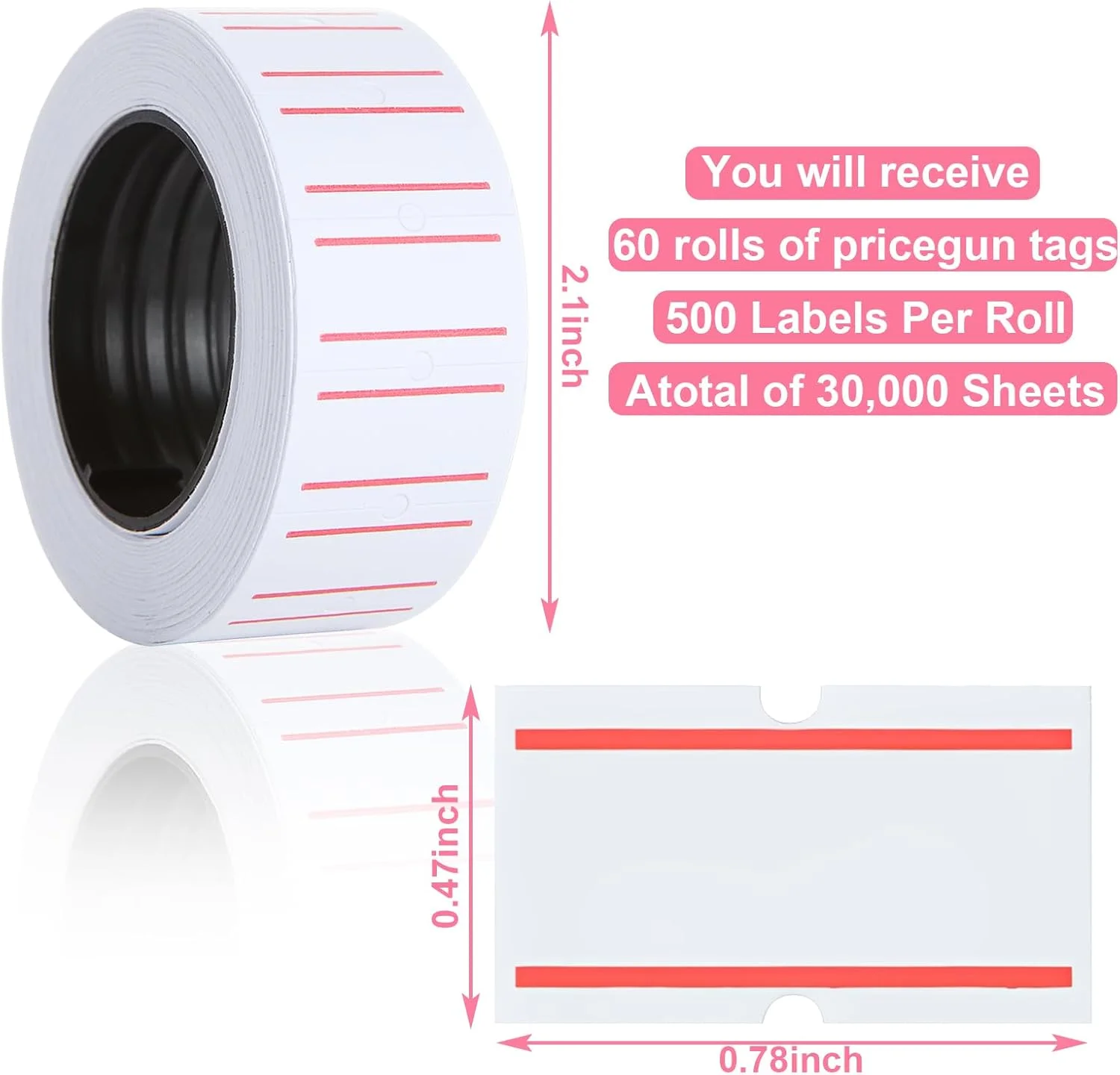 برچسب قیمت زن سی ای ای اچ، 60 رول 30000 عددی، کاغذ برچسب سفید مناسب برای اکثر دستگاه های قیمت زن (Mx-5500, M5500, HG979) برای دفتر، فروشگاه خرده فروشی یا علامت گذاری سازمانی