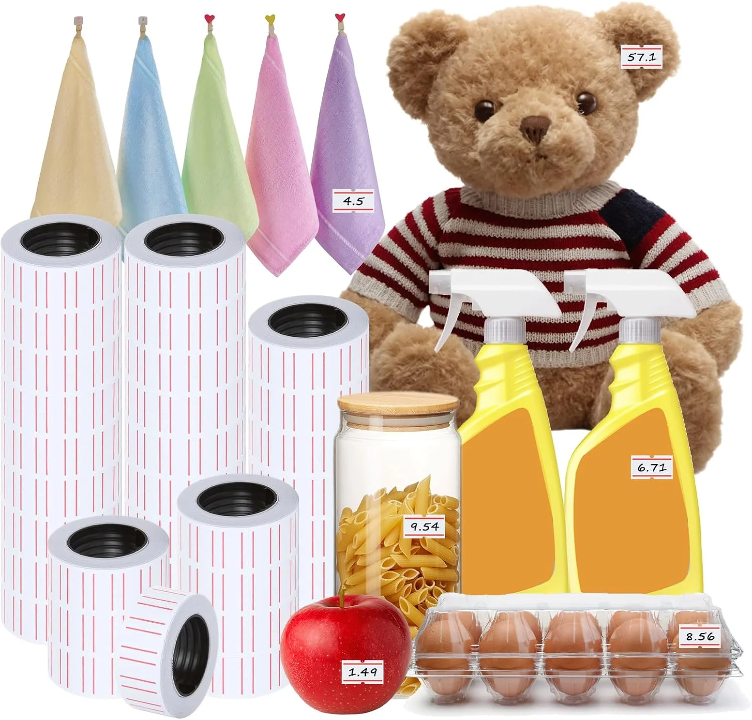 برچسب قیمت زن سی ای ای اچ، 60 رول 30000 عددی، کاغذ برچسب سفید مناسب برای اکثر دستگاه های قیمت زن (Mx-5500, M5500, HG979) برای دفتر، فروشگاه خرده فروشی یا علامت گذاری سازمانی