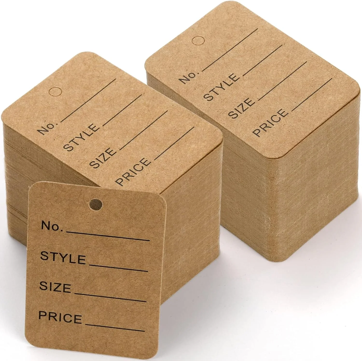1000 عدد برچسب قیمت، 1.97" x 1.38" برچسب لباس، برچسب نمایش علامت گذاری کالا از جنس کاغذ کرافت برای محصول، جواهرات، سایز، کوپن، خرده فروشی، صنایع دستی DIY، قهوه ای