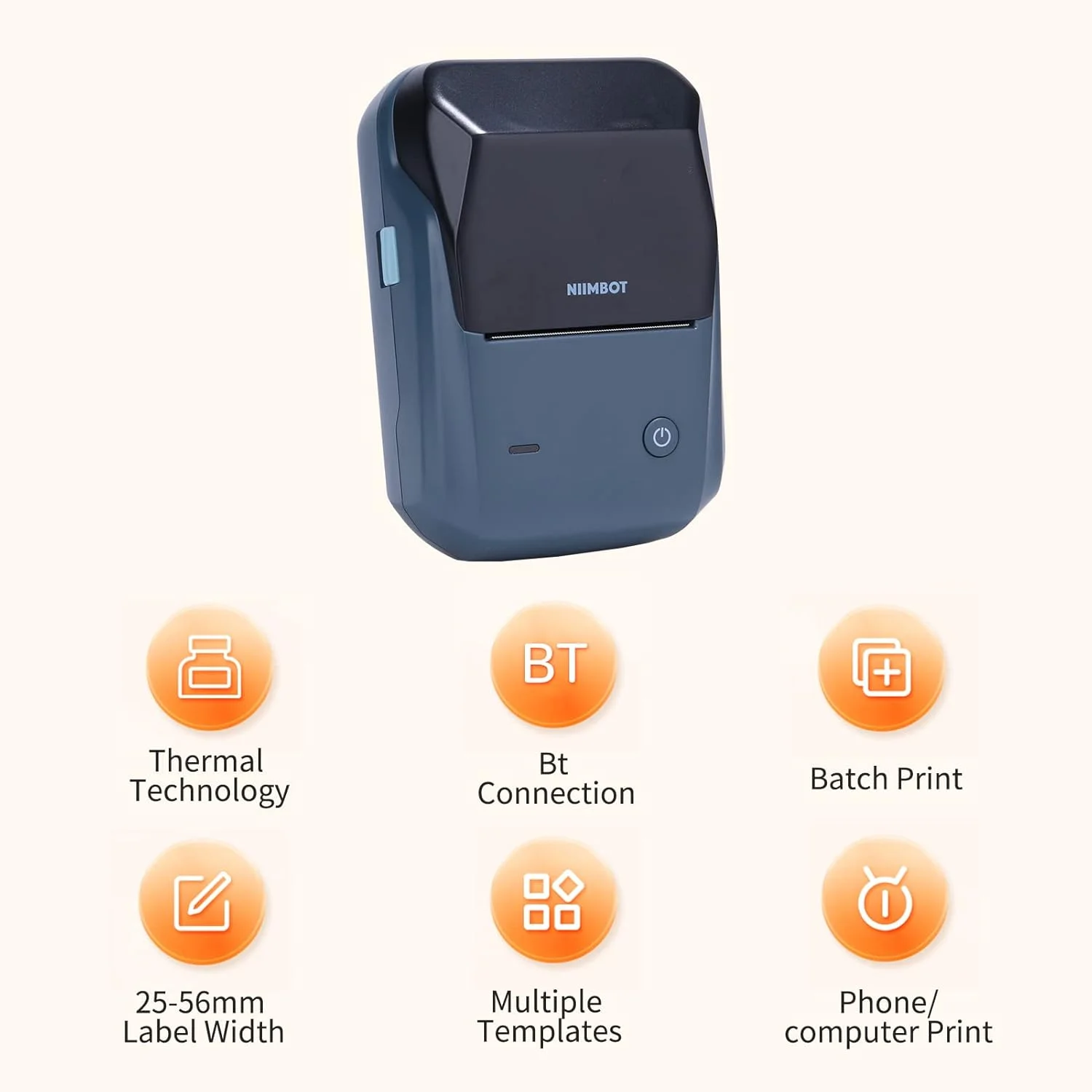 دستگاه لیبل زن حرارتی جیبی کوچک Labymos B1، پرینتر برچسب همه کاره با اتصال بلوتوث، مناسب برای برچسب قیمت، ساخت برچسب های شخصی، تاریخ، ژورنال، استیکر و برچسب گذاری، همراه با رول برچسب 50 * 30 میلی متری، سازگار با iOS و Android