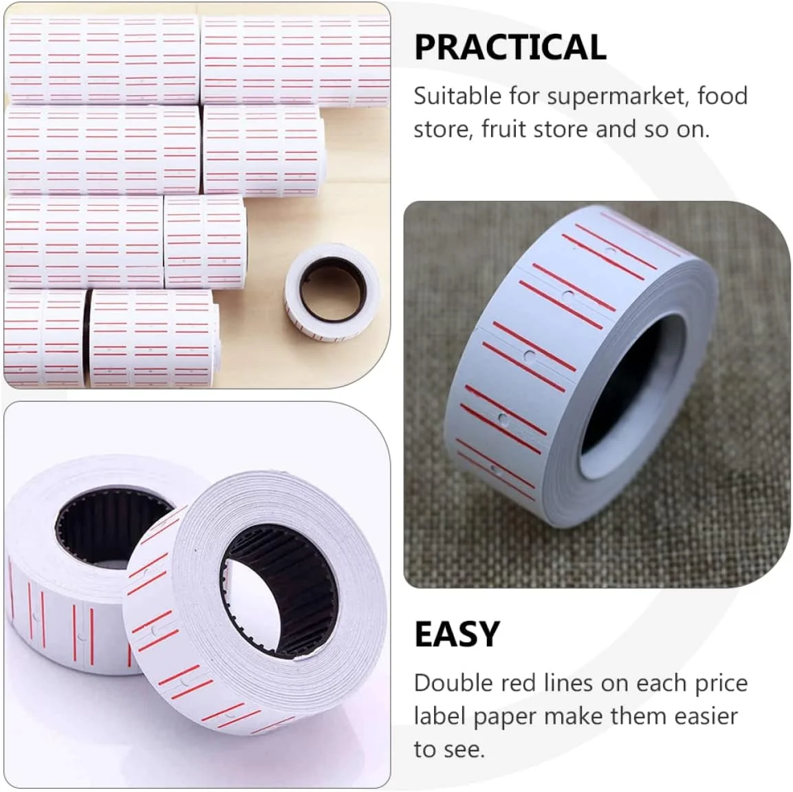 30 رول برچسب قیمت دستگاه قیمت زن، برچسب های نشانگر قیمت، برچسب های دستگاه قیمت، کاغذ برچسب دستگاه