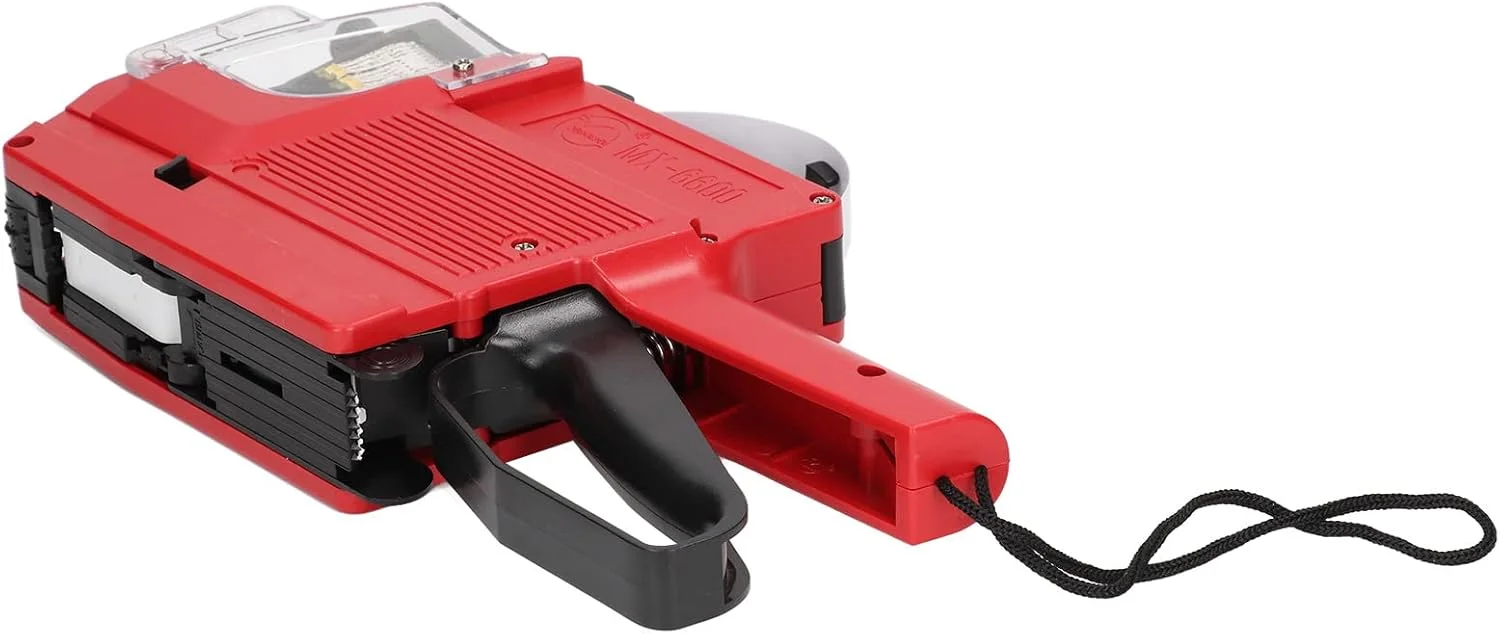 برچسب زن، دستگاه برچسب زنی، دستگاه برچسب زنی قیمت 10 رقمی تفنگی منگنه برای برچسب لباس فروشگاه خرده فروشی اداری (قرمز)