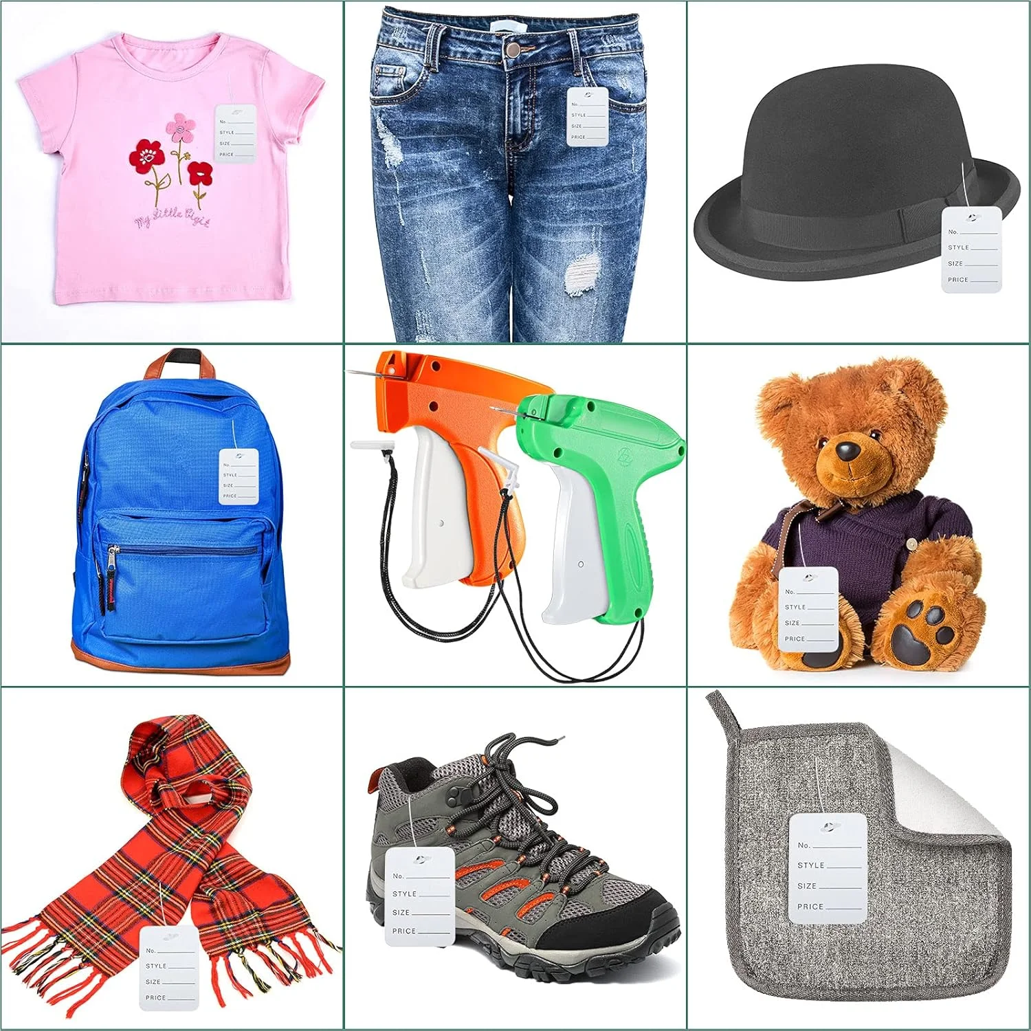 دستگاه برچسب زن لباس 1112 تکه ای با سوزن فولادی برای فروشگاه های بوتیک (سبز روشن، نارنجی)