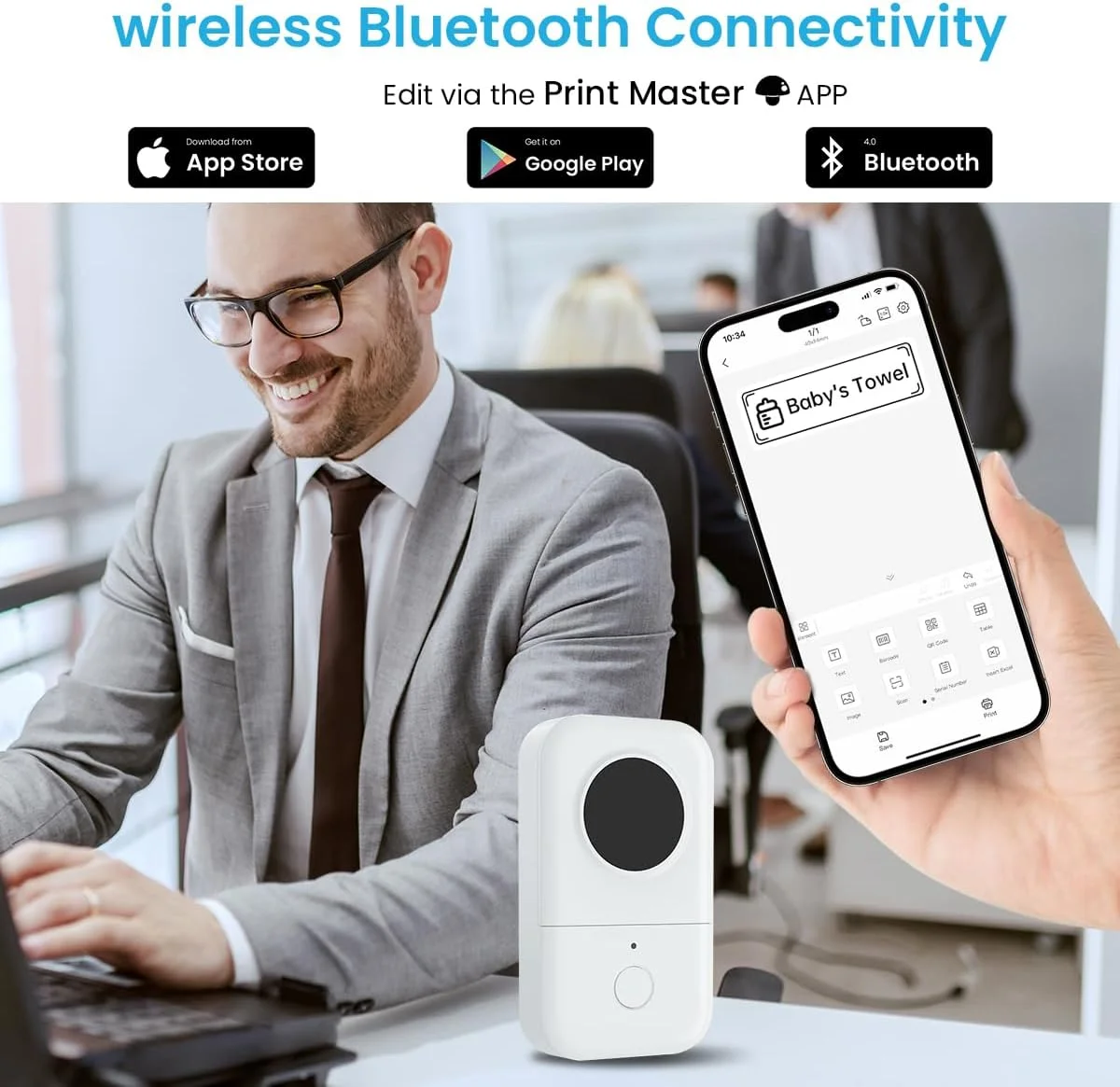 دستگاه لیبل زن زیتل®، دستگاه چاپگر لیبل مینی بی سیم، چاپگر حرارتی برچسب قابل حمل با قالب های متعدد، دستگاه لیبل زن برای شیشه های آشپزخانه/برچسب قیمت/خانه اداری