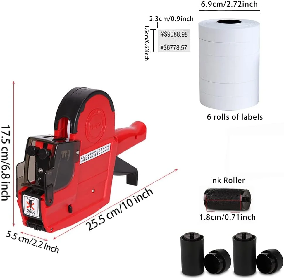 برچسب زن قیمت دو خطی 20 رقمی HopingMore با حروف A-Z، برچسب زن قیمت با 5 رول/2800 برچسب و 3 جوهر، دستگاه برچسب ساز برای فروشگاه های خرده فروشی، اداری، خواربار فروشی و حراجی برچسب زن قیمت دو خطی 20 رقمی HopingMore با حروف A-Z، برچسب زن قیمت با 5 رول/2800 برچسب و 3 جوهر، دستگاه برچسب ساز برای فروشگاه های خرده فروشی، اداری، خواربار فروشی و حراجی