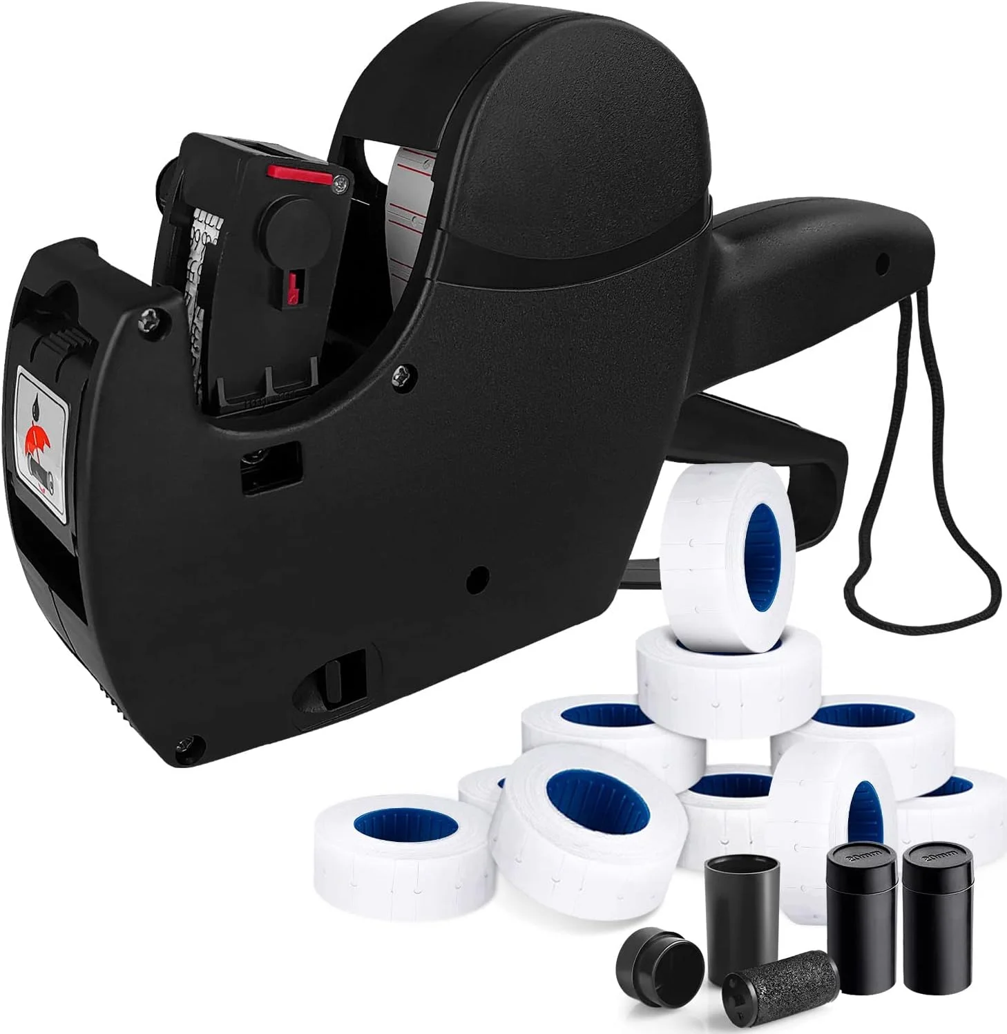 دستگاه قیمت زن 8 رقمی هاتیسان، برچسب قیمت، تفنگ قیمت با برچسب به همراه 3 جوهر یدکی و 10 رول کاغذ برچسب برای سازماندهی فروشگاه های خرده فروشی اداری (مشکی)