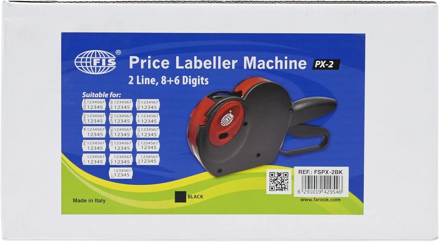 دستگاه قیمت زن FIS دو خطه، 8+6 رقم، رنگ مشکی - FSPX-2BK دستگاه قیمت زن FIS دو خطه، 8+6 رقم، رنگ مشکی - FSPX-2BK