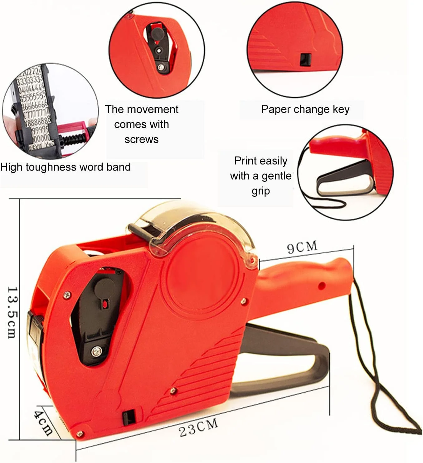 دستگاه قیمت زن دستی 8 رقمی با پوشش، دستگاه قیمت گذاری با کاربری آسان و راحت برای فروشگاه ها، کارخانه ها و آزمایشگاه ها (قرمز چینی) دستگاه قیمت زن دستی 8 رقمی با پوشش، دستگاه قیمت گذاری با کاربری آسان و راحت برای فروشگاه ها، کارخانه ها و آزمایشگاه ها (قرمز چینی)