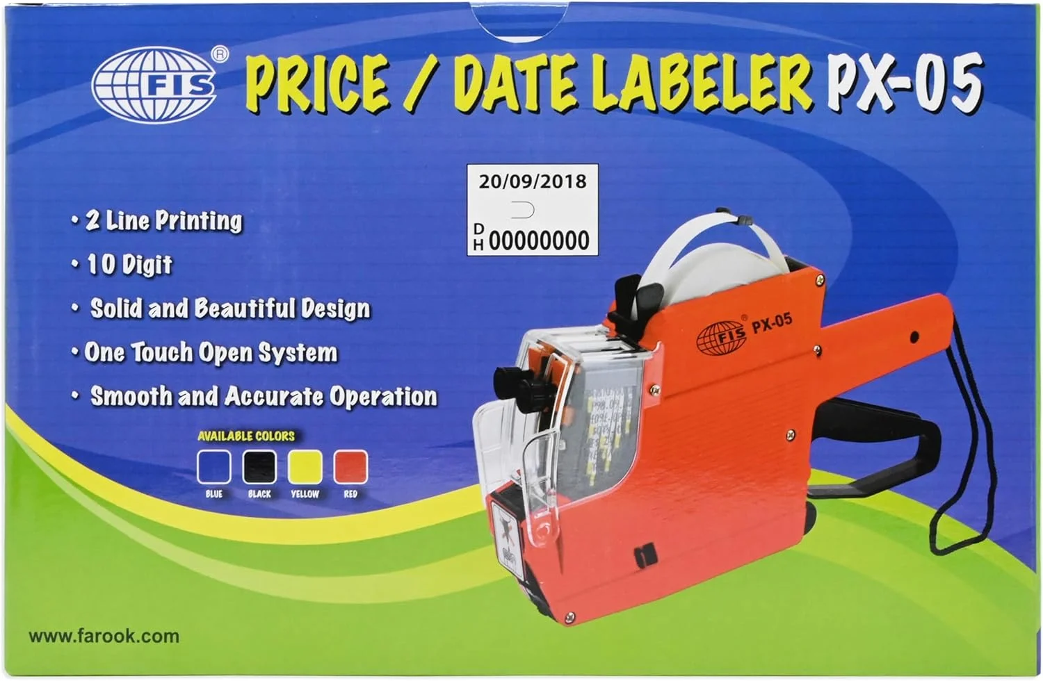 دستگاه قیمت زن و تاریخ زن FIS با قابلیت چاپ دو خط، زرد - FSPX05YL