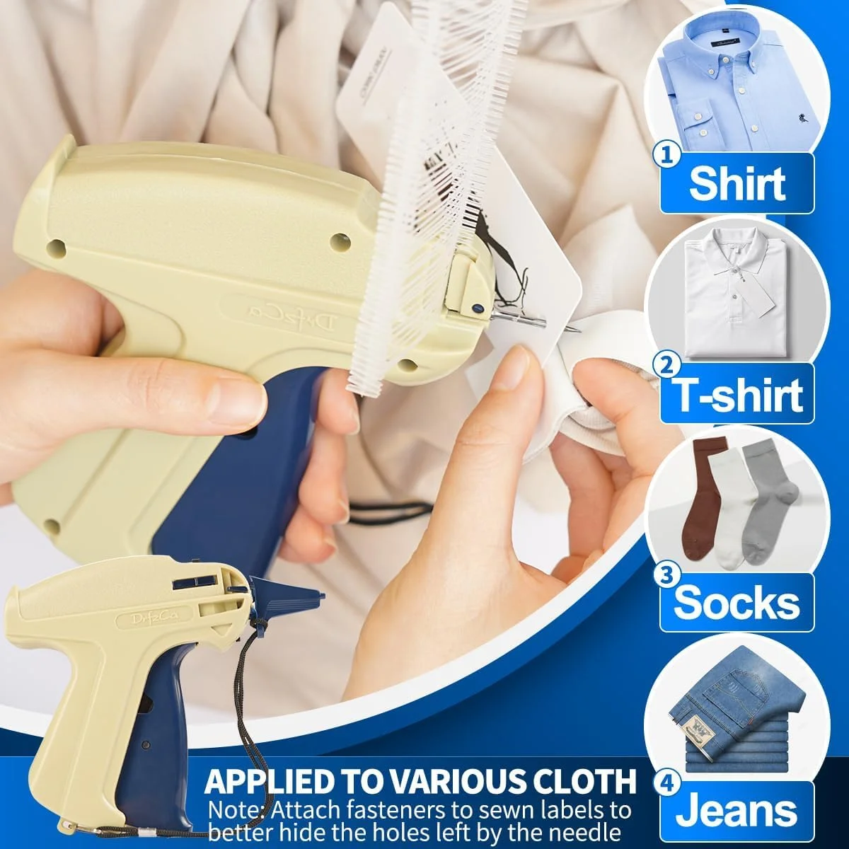 تفنگ برچسب زن برای لباس، کیت تفنگ برچسب قیمت استاندارد خرده فروشی برای برچسب زدن لباس با 6 سوزن و 5000 عدد بست خاردار و کیف سازمان دهنده برای انبار فروشگاه، فروش امانی، حراج گاراژی