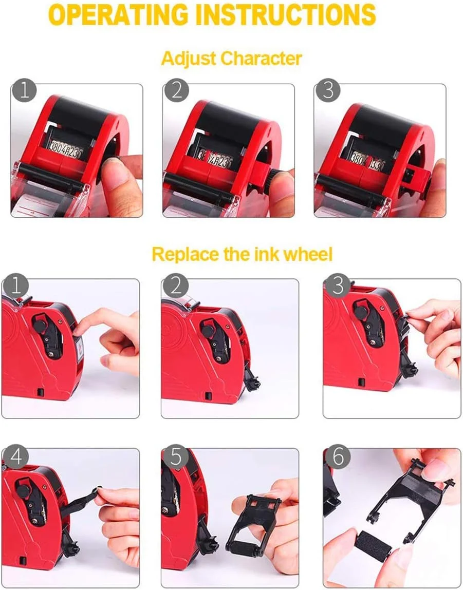 دستگاه قیمت زن 8 رقمی M&C Music Color MX-5500 به همراه 5000 عدد برچسب و 3 عدد جوهر یدکی، کیت دستگاه برچسب زن قیمت عددی برای دفتر، فروشگاه خرده فروشی، خواربار فروشی، علامت گذاری سازمانی (آبی)