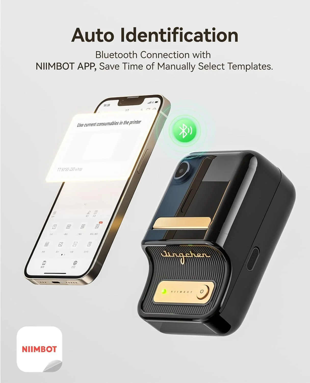 دستگاه لیبل زن NIIMBOT با 1 رول نوار رایگان B21 وینتیج عرض 2 اینچ، پرینتر حرارتی لیبل تجاری، تفنگ قیمت، نویسنده برچسب حمل و نقل برای سازماندهی خانه، دفتر، استفاده تجاری (مشکی)