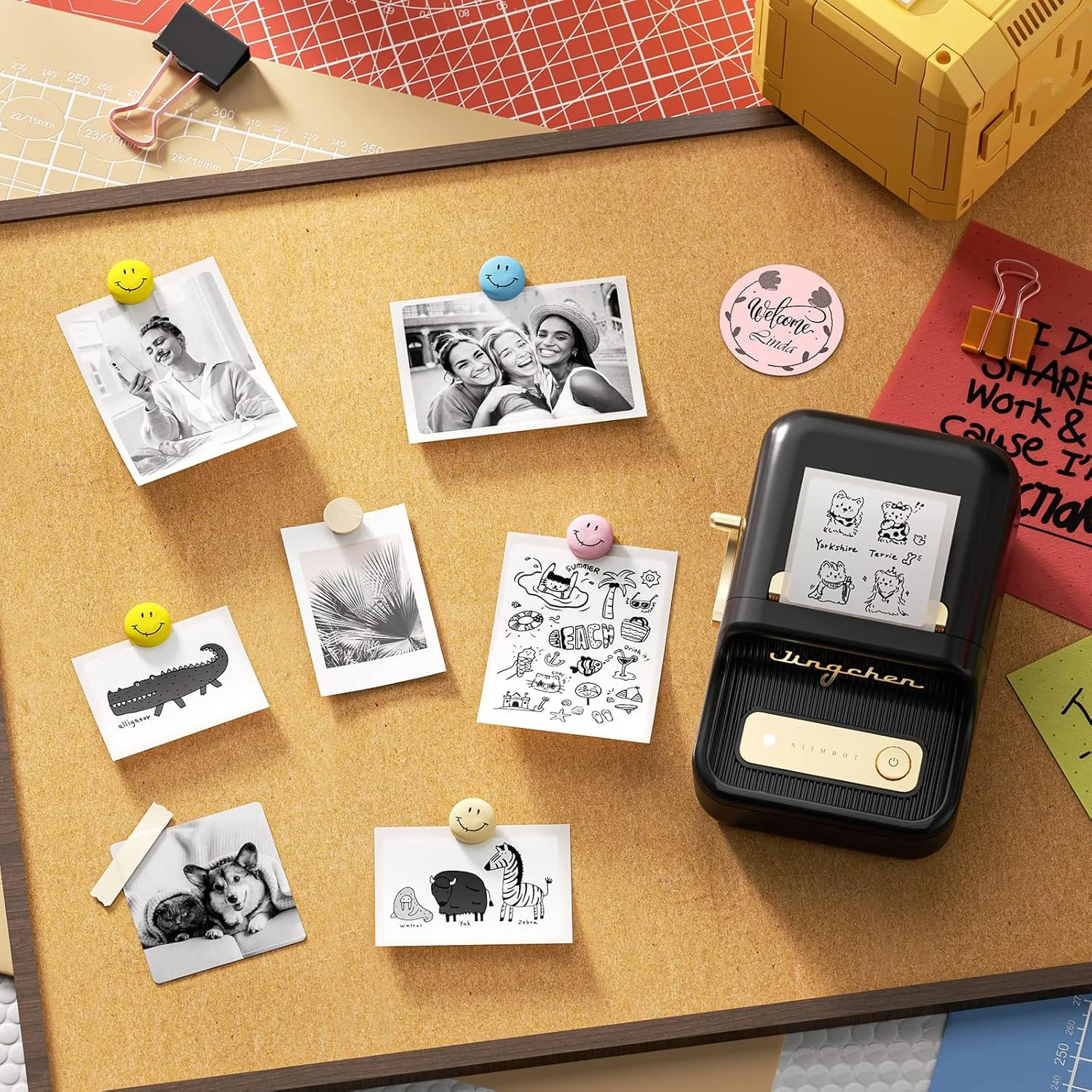 دستگاه لیبل زن NIIMBOT با 1 رول نوار رایگان B21 وینتیج عرض 2 اینچ، پرینتر حرارتی لیبل تجاری، تفنگ قیمت، نویسنده برچسب حمل و نقل برای سازماندهی خانه، دفتر، استفاده تجاری (مشکی)