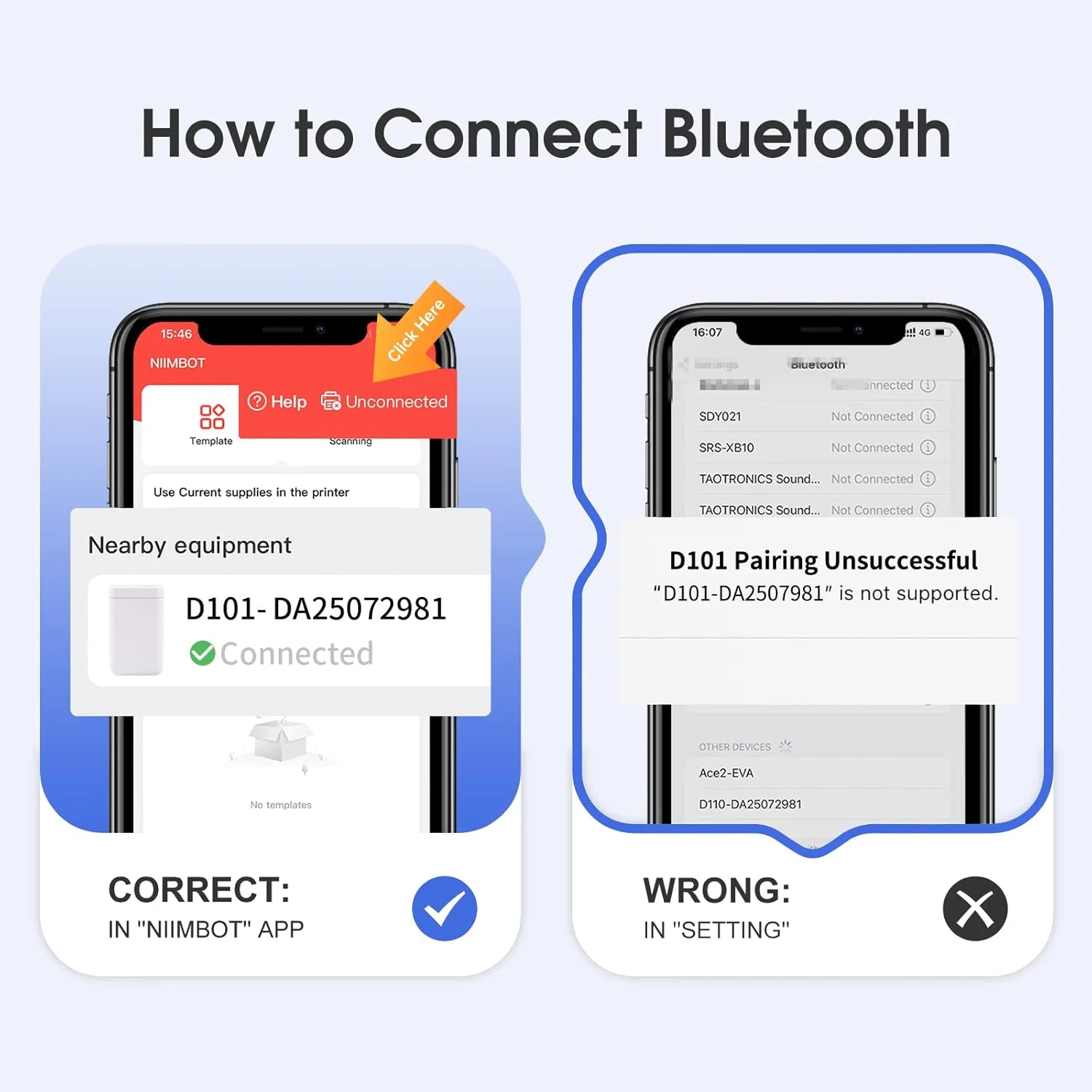 دستگاه لیبل زن حرارتی قابل حمل NIIMBOT D101 به همراه نوار، چاپ آسان برچسب های 0.5 تا 1 اینچی بدون جوهر برای نام مدرسه، برچسب کابل، برچسب قیمت تجاری، سازماندهی منزل