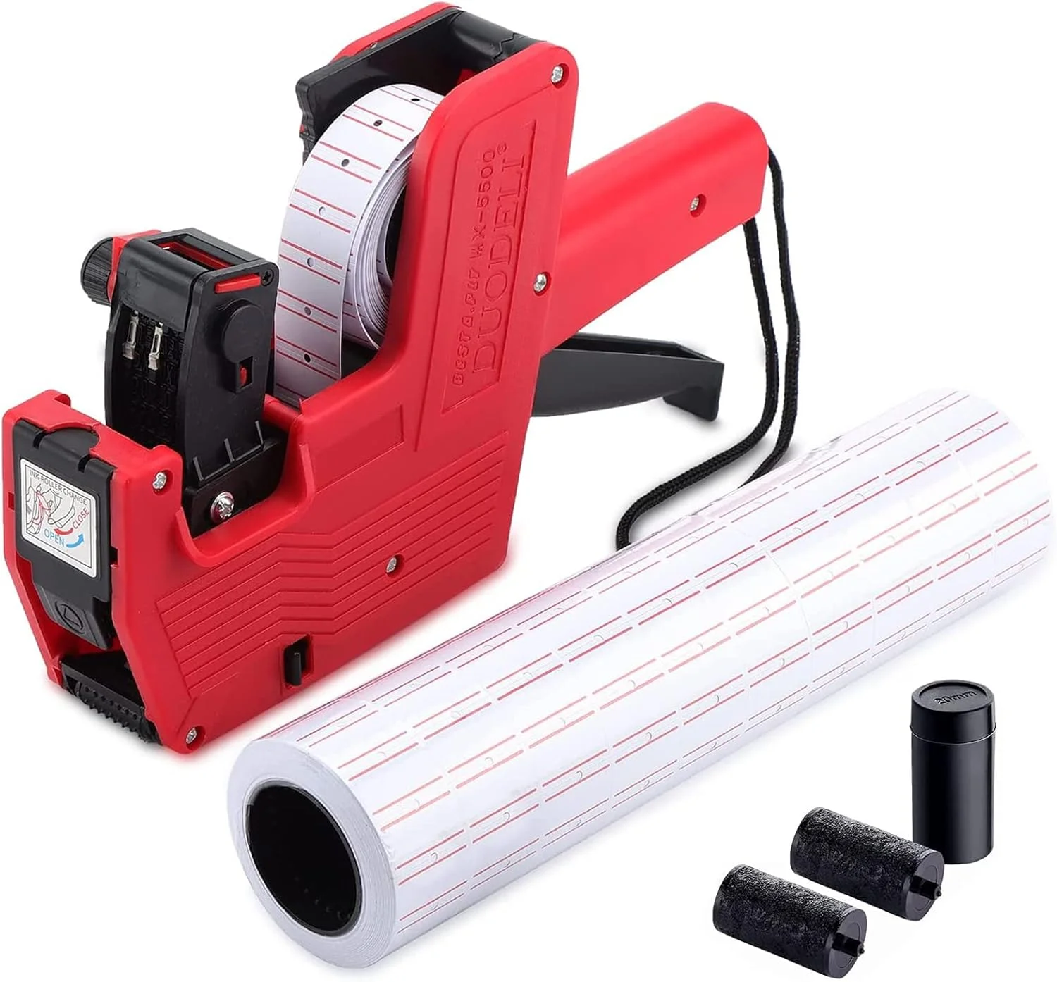 برچسب قیمت 8 رقمی TKTTBD، تفنگ قیمت MX 5500 به همراه 4000 برچسب و 3 جوهر یدکی برای دفتر، فروشگاه خرده فروشی، خواربار فروشی، علامت گذاری سازمانی