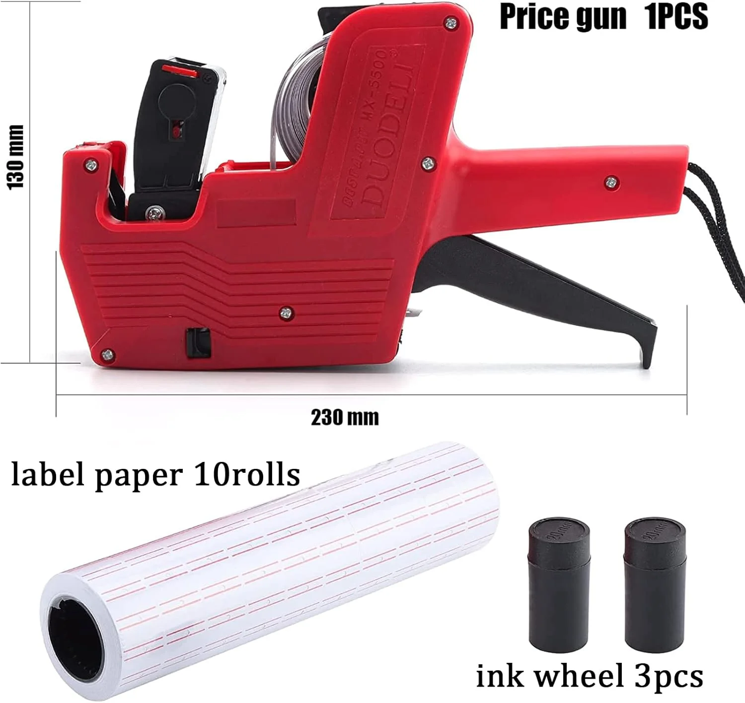 برچسب قیمت 8 رقمی TKTTBD، تفنگ قیمت MX 5500 به همراه 4000 برچسب و 3 جوهر یدکی برای دفتر، فروشگاه خرده فروشی، خواربار فروشی، علامت گذاری سازمانی