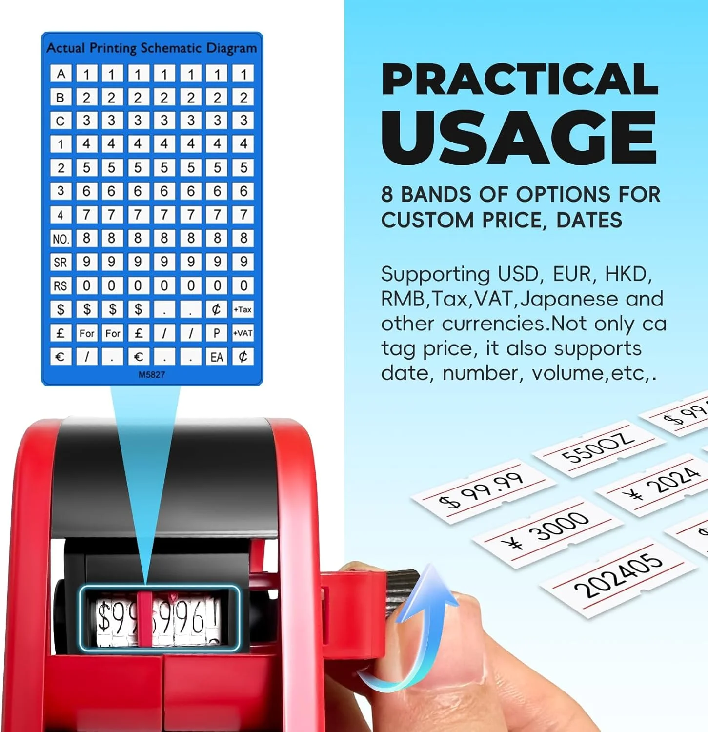 دستگاه قیمت زن دستی Azonee به همراه 10000 برچسب و 2 جوهر یدکی، دستگاه برچسب تاریخ، دستگاه برچسب قیمت قرمز برای خرده فروشی، مواد غذایی، پوشاک، تاریخ انقضا و برچسب قیمت، ساخت ABS ممتاز