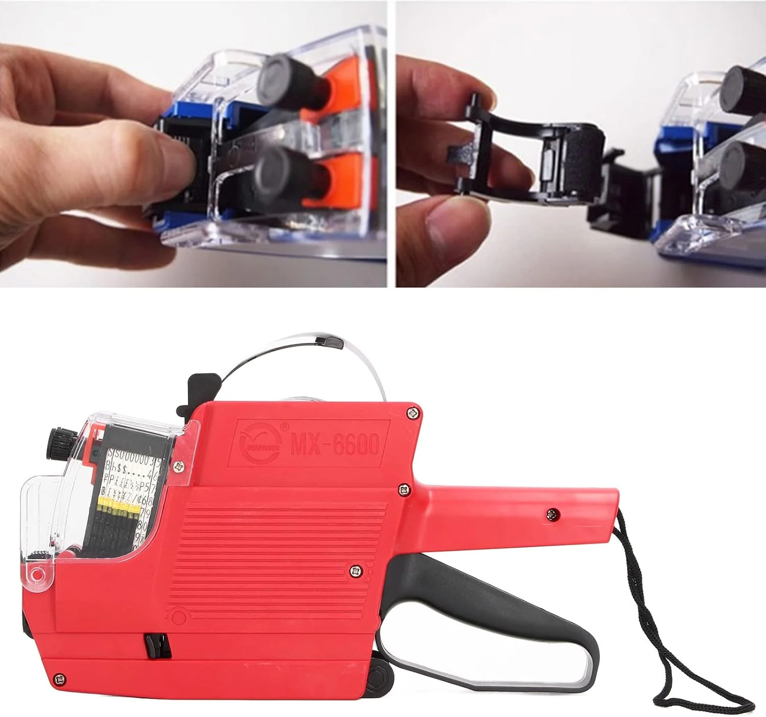 برچسب قیمت زن، دستگاه قیمت گذاری 10 رقمی 2 خطی، برچسب زن قیمت دو خطه با برچسب و غلطک جوهر، برای خرده فروش، سوپرمارکت (قرمز)