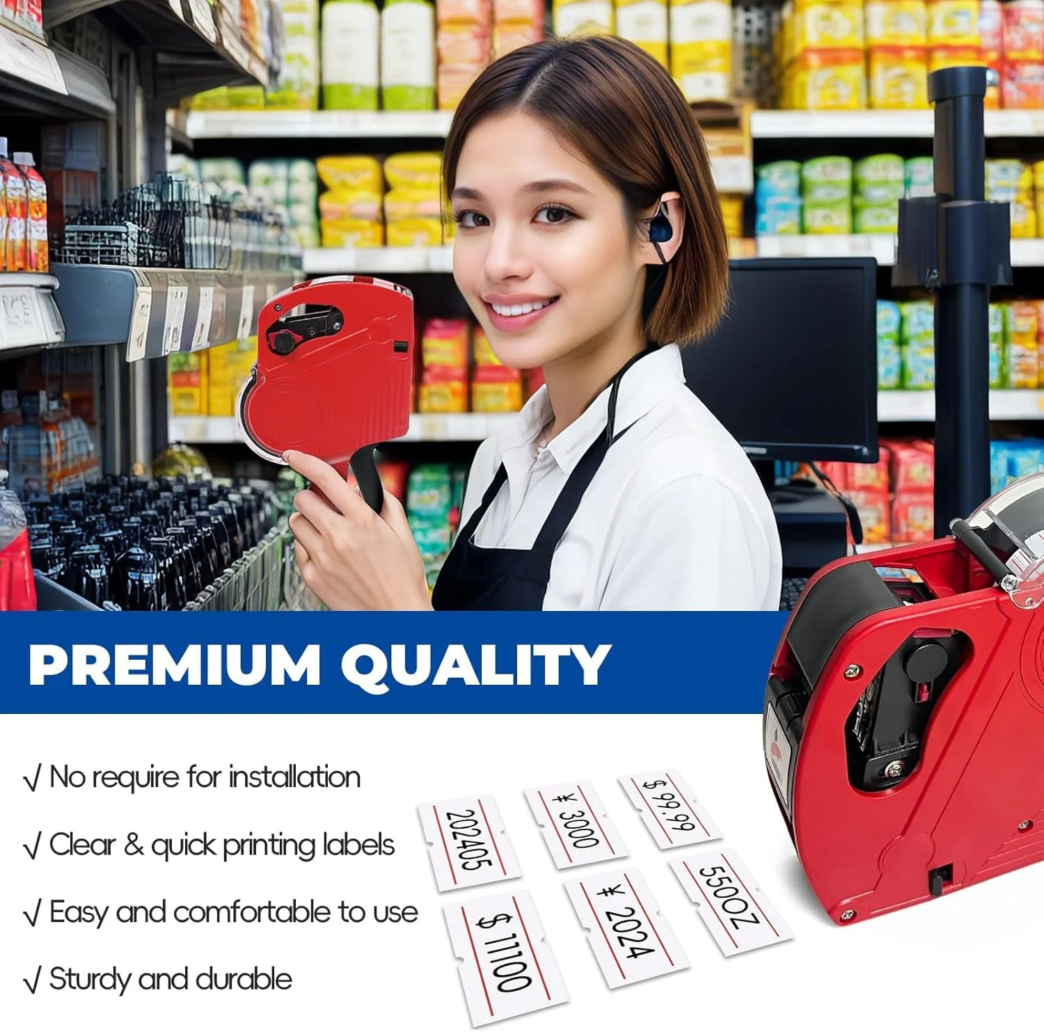 دستگاه قیمت زن دستی Azonee به همراه 10000 برچسب و 2 جوهر یدکی، دستگاه برچسب تاریخ، دستگاه برچسب قیمت قرمز برای خرده فروشی، مواد غذایی، پوشاک، تاریخ انقضا و برچسب قیمت، ساخت ABS ممتاز