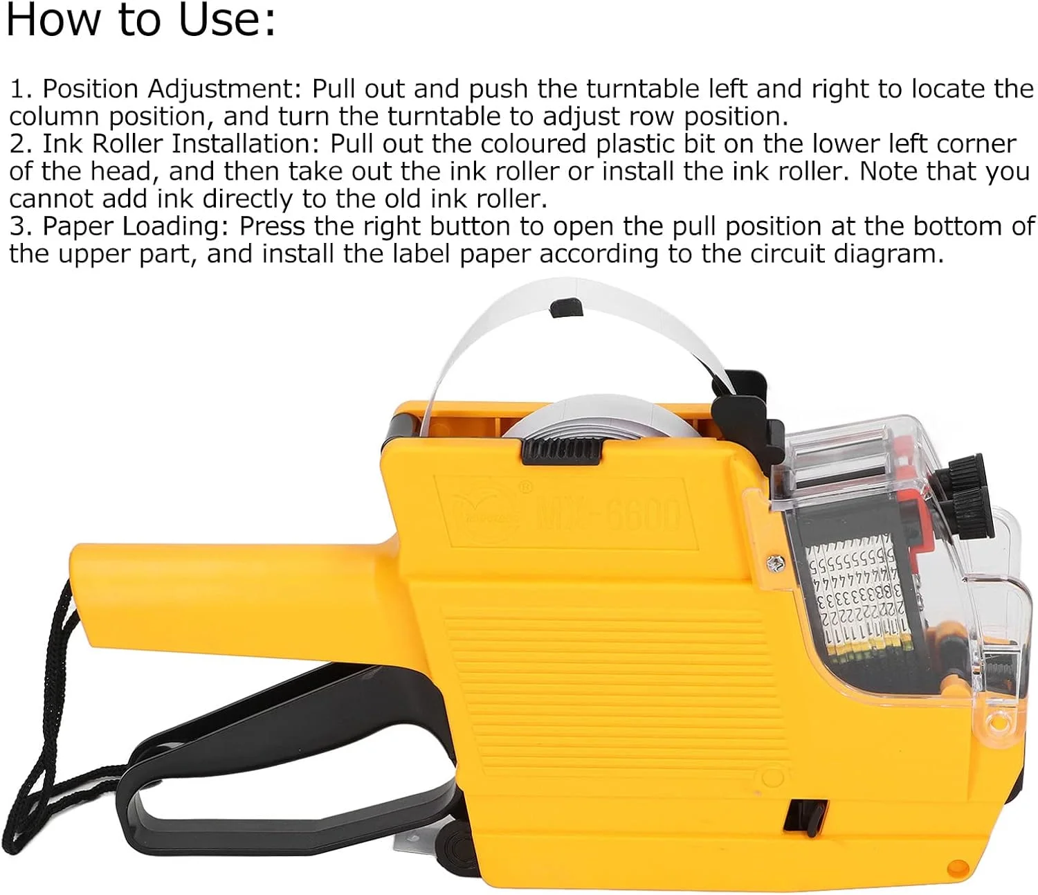 دستگاه قیمت زن سوراندی، 10 رقم 2 خط، ابزار برچسب زن با یک رول برچسب و رول جوهر، 1 رول جوهر برای علامت گذاری و سازماندهی فروشگاه، خرده فروشی، دفتر و مواد غذایی