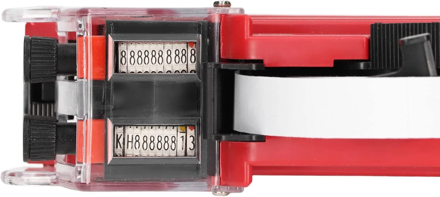 برچسب قیمت زن، دستگاه قیمت گذاری 10 رقمی 2 خطی، برچسب زن قیمت دو خطه با برچسب و غلطک جوهر، برای خرده فروش، سوپرمارکت (قرمز)