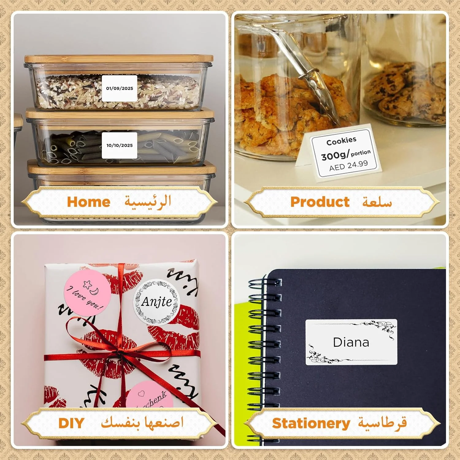 دستگاه چاپ لیبل SUPVAN T50M Pro با لیبل‌های بزرگ ضد آب، پرینتر لیبل سازگار با تلفن هوشمند و کامپیوتر (Windows/macOS) برای خانه، آشپزخانه، مدرسه، اداره و کسب و کار کوچک، مشکی