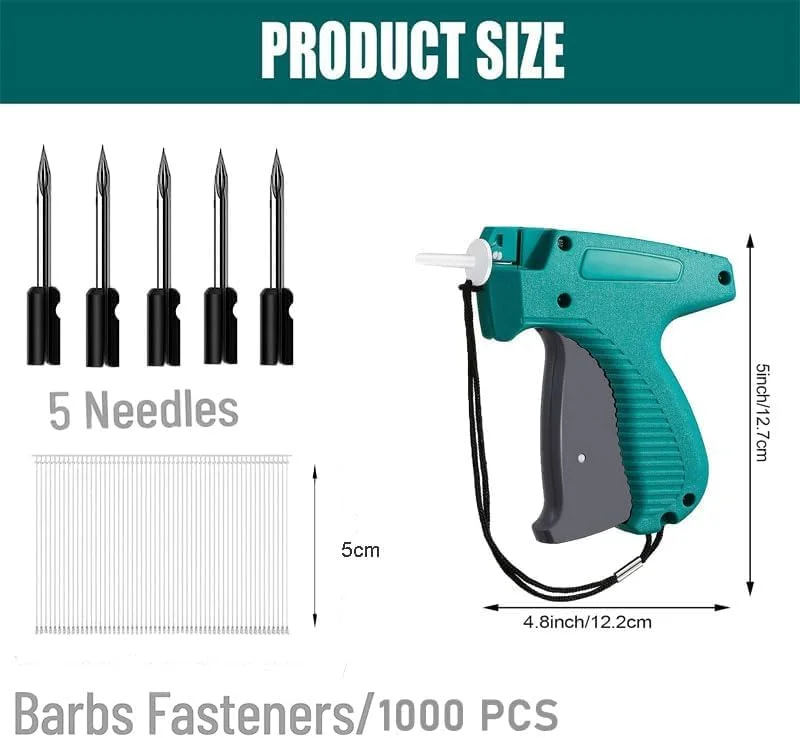 تفنگ قیمت زن ANTOLE، تفنگ برچسب زنی برای لباس، کیت تفنگ برچسب زن قیمت خرده فروشی استاندارد برای برچسب زدن لباس با 6 سوزن و 1000 عدد بست 2 اینچی و کیف سازمان دهنده برای فروشگاه، انبار، فروش امانی