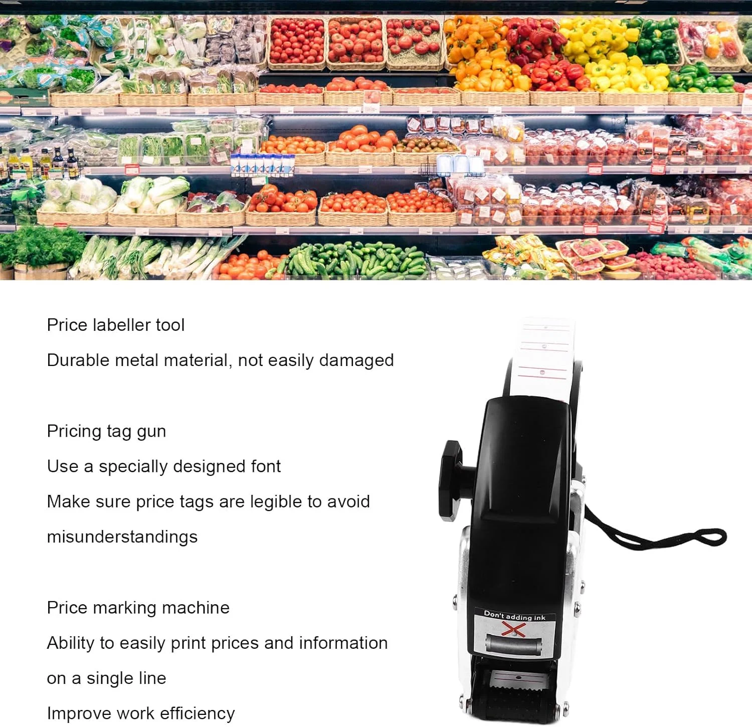 برچسب قیمت زن 8 رقمی Bewinner به همراه 5000 برچسب، چاپ واضح، دستگاه قیمت گذاری تک ردیفه، چند منظوره، جنس فلزی، کاربری آسان برای فروشگاه های خرده فروشی و مواد غذایی