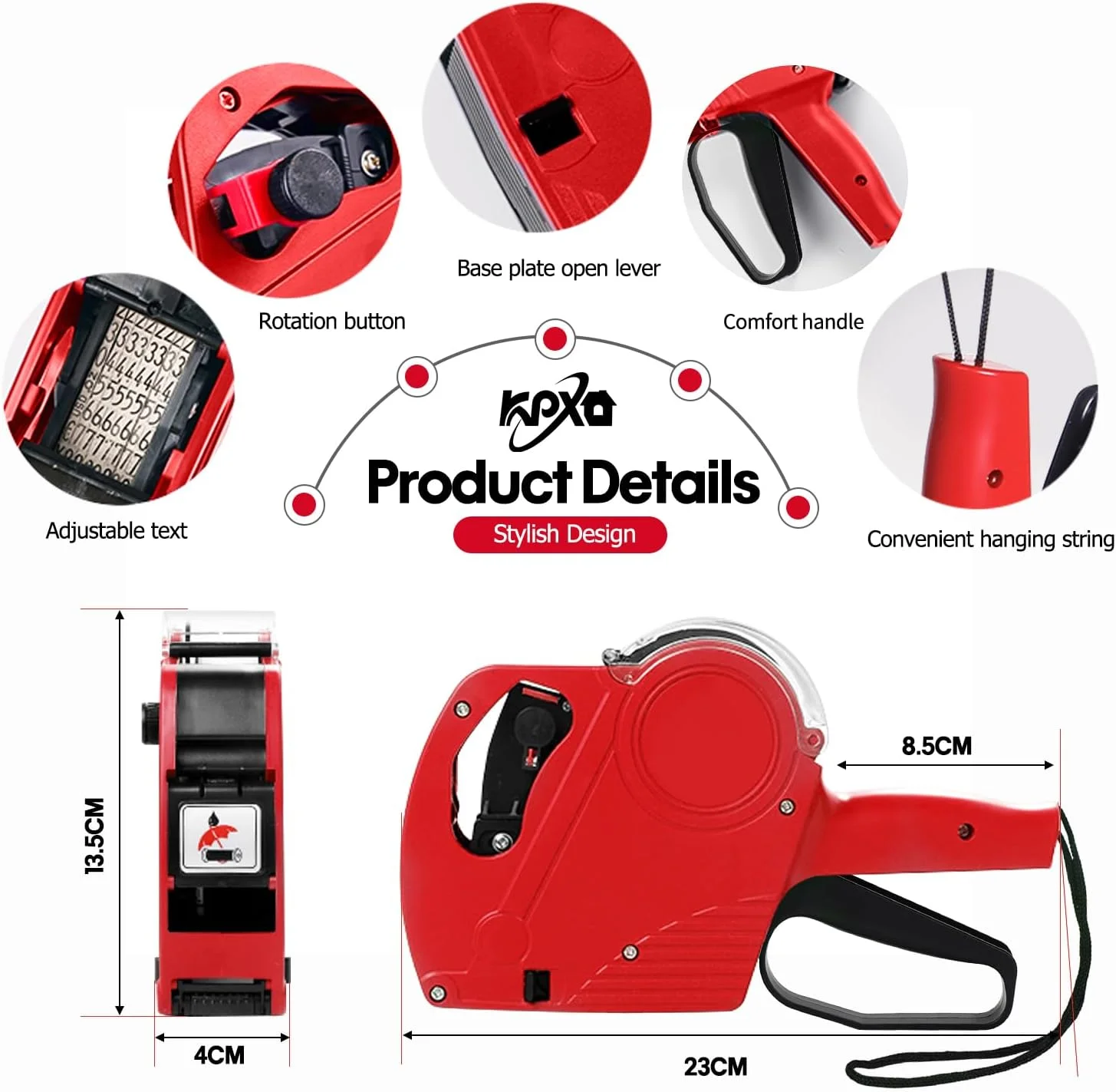 دستگاه قیمت زن KPX MX5500 به همراه 5150 عدد برچسب سفید و 3 عدد رول جوهر اضافی، دستگاه برچسب قیمت، دستگاه قیمت زن 8 رقمی و برچسب برای فروشگاه مواد غذایی، غذا (قرمز) دستگاه قیمت زن KPX MX5500 به همراه 5150 عدد برچسب سفید و 3 عدد رول جوهر اضافی، دستگاه برچسب قیمت، دستگاه قیمت زن 8 رقمی و برچسب برای فروشگاه مواد غذایی، غذا (قرمز)