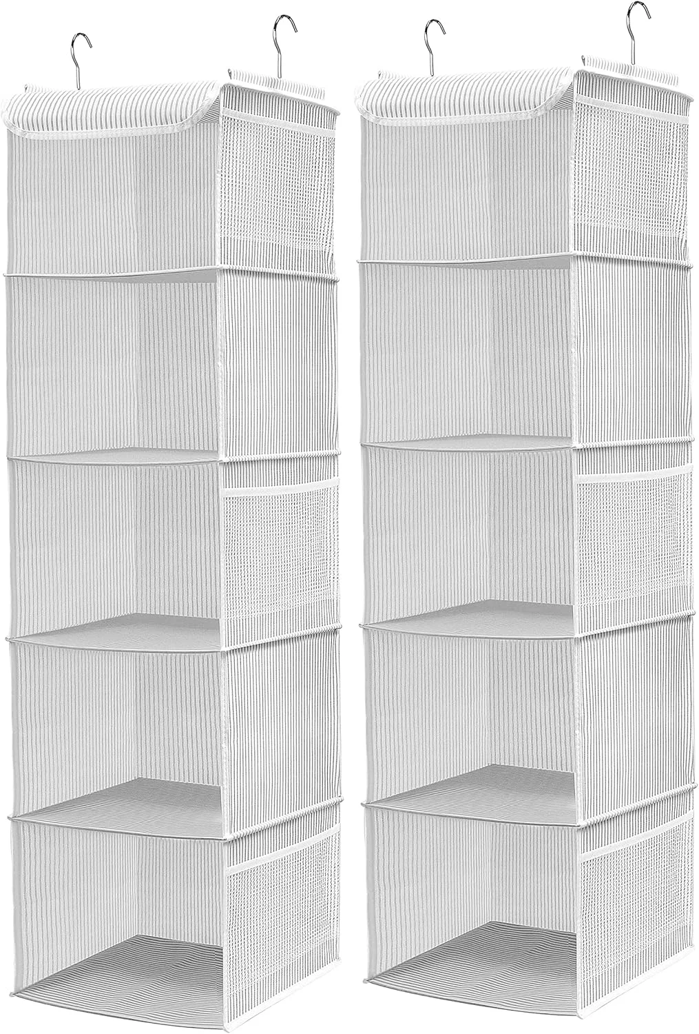 ارگانایزر آویز کمد 5 طبقه BrilliantJo، بسته 2 عددی، دارای 6 جیب جانبی برای لباس و کفش، 110x30x30 سانتی متر (راه راه) ارگانایزر آویز کمد 5 طبقه BrilliantJo، بسته 2 عددی، دارای 6 جیب جانبی برای لباس و کفش، 110x30x30 سانتی متر (راه راه)