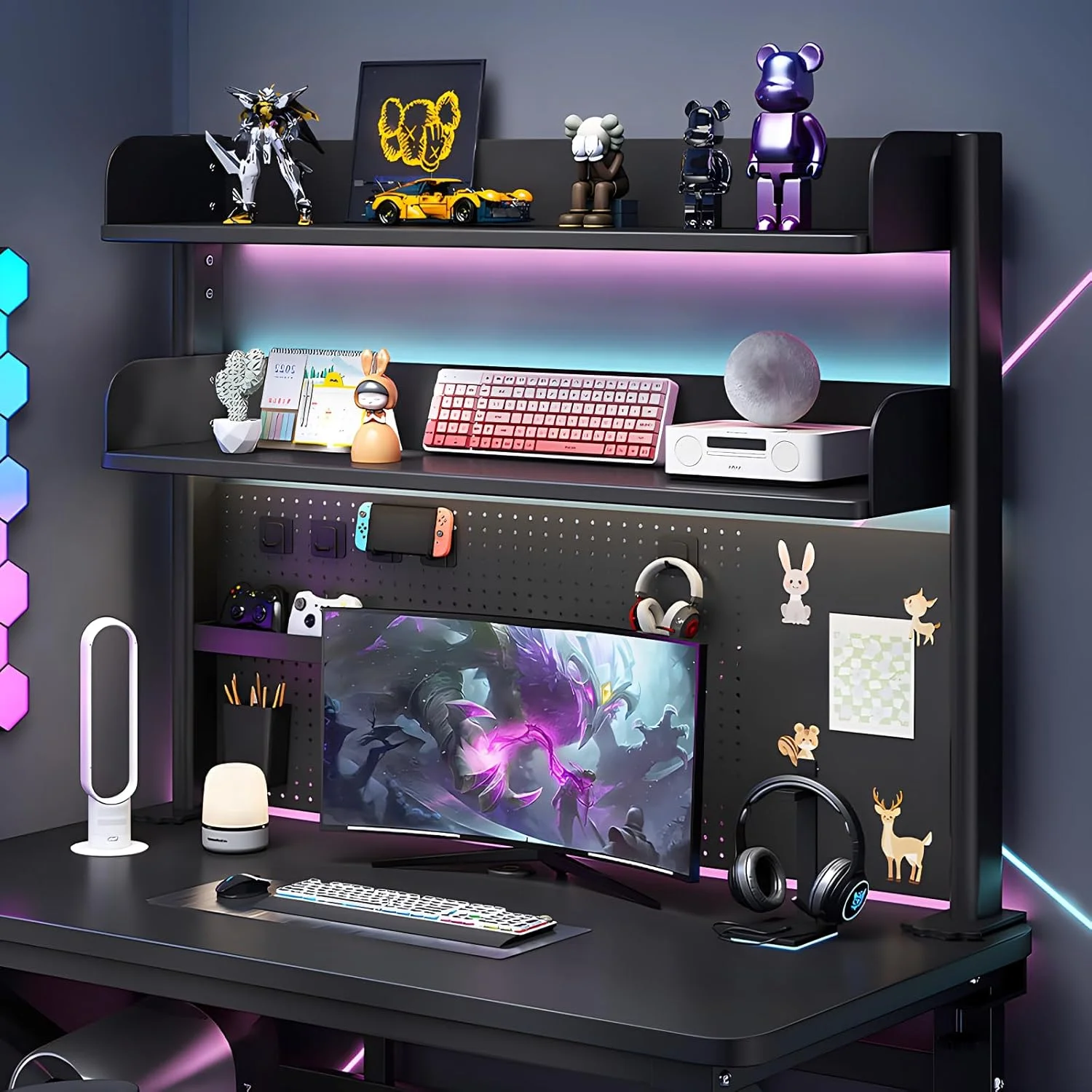 قفسه رومیزی گیره ای FOREENIU، 3 طبقه، 80 سانتی متری، بالا یا پایین میز، قفسه سازمان دهنده میز برای لوازم جانبی اداری، دستگاه های بازی با 20 قطعه لوازم جانبی ذخیره سازی (مشکی) قفسه رومیزی گیره ای FOREENIU، 3 طبقه، 80 سانتی متری، بالا یا پایین میز، قفسه سازمان دهنده میز برای لوازم جانبی اداری، دستگاه های بازی با 20 قطعه لوازم جانبی ذخیره سازی (مشکی)