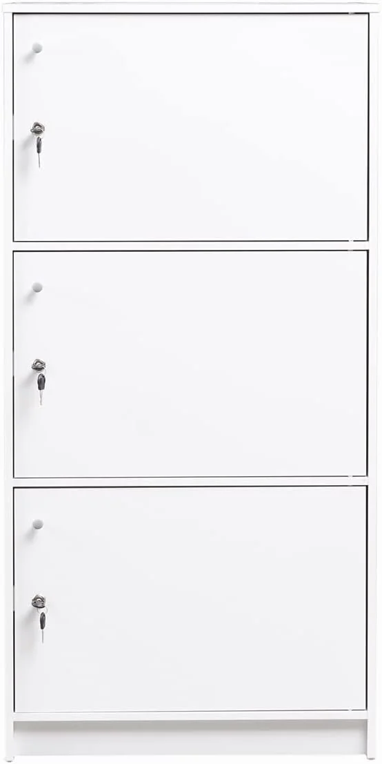 کابینت چوبی مهندسی شده WT-EASYCARE با 3 درب (سایز: 122x39.8x60 سانتی متر) | کابینت ذخیره سازی | قفسه ذخیره سازی | کابینت با 3 درب - (سفید)