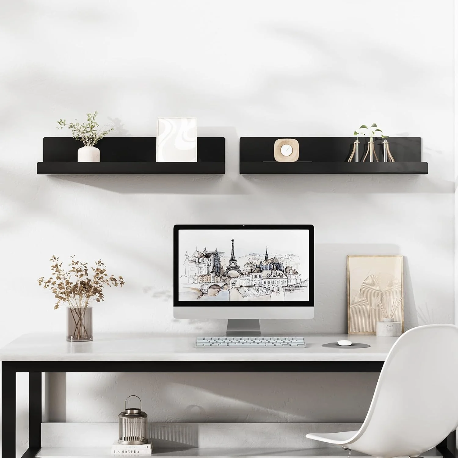 شلف دیواری LOFTPLUS، بدون نیاز به سوراخکاری، ست 4 عددی، شلف دیواری اکریلیک مشکی برای کتاب و عکس، دکوراسیون منزل، شلف شناور برای آشپزخانه، حمام، دفتر کار، اتاق نشیمن (32 x 10 x 8 سانتی متر) شلف دیواری LOFTPLUS، بدون نیاز به سوراخکاری، ست 4 عددی، شلف دیواری اکریلیک مشکی برای کتاب و عکس، دکوراسیون منزل، شلف شناور برای آشپزخانه، حمام، دفتر کار، اتاق نشیمن (32 x 10 x 8 سانتی متر)