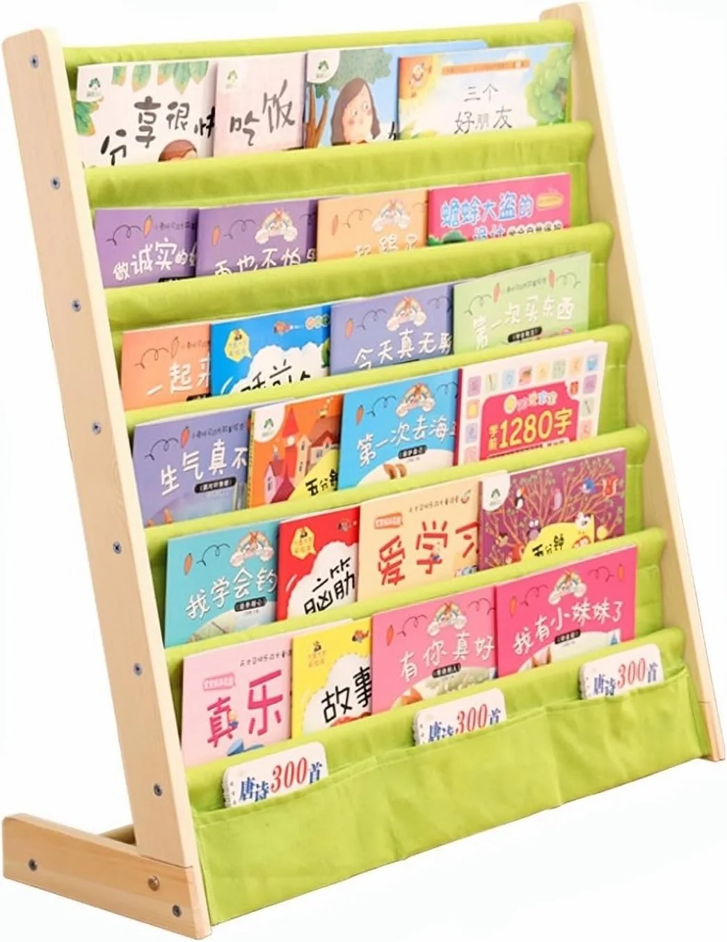 قفسه کتاب کودک ROUNY، قفسه کتاب اسباب بازی، قفسه کتاب آویز، کتابخانه کودک، قفسه کتاب کودک نوپا برای استفاده در کلاس و خانه، سازماندهی اتاق بازی پسران و دختران (سبز)
