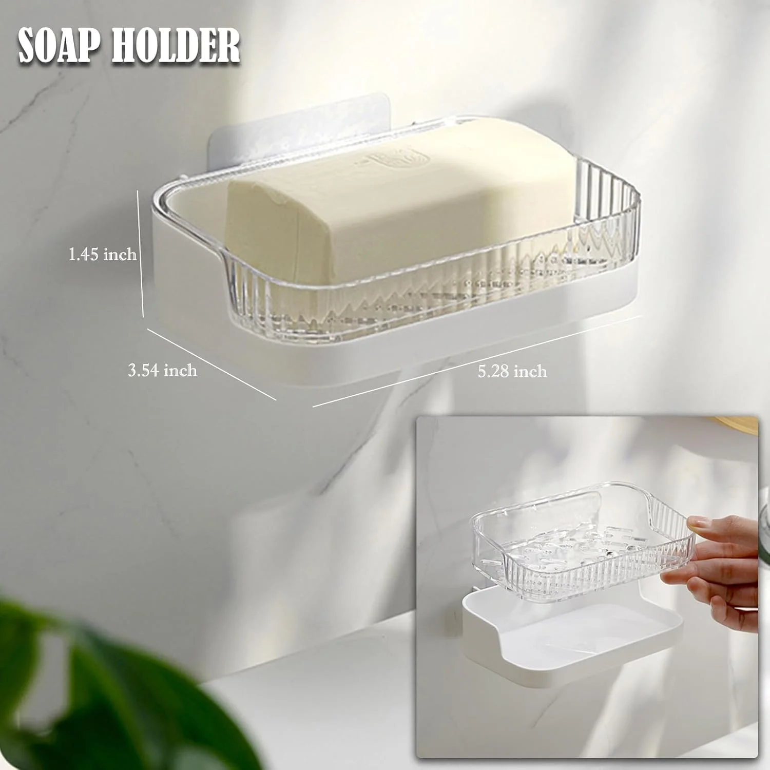 ارگانایزر و نظم دهنده حمام TERRIFI مدل 2 عددی، شلف دیواری حمام به همراه جا صابونی، قفسه پلاستیکی حمام، نصب با چسب، بدون نیاز به سوراخکاری، ایده آل برای نگهداری وسایل داخل حمام