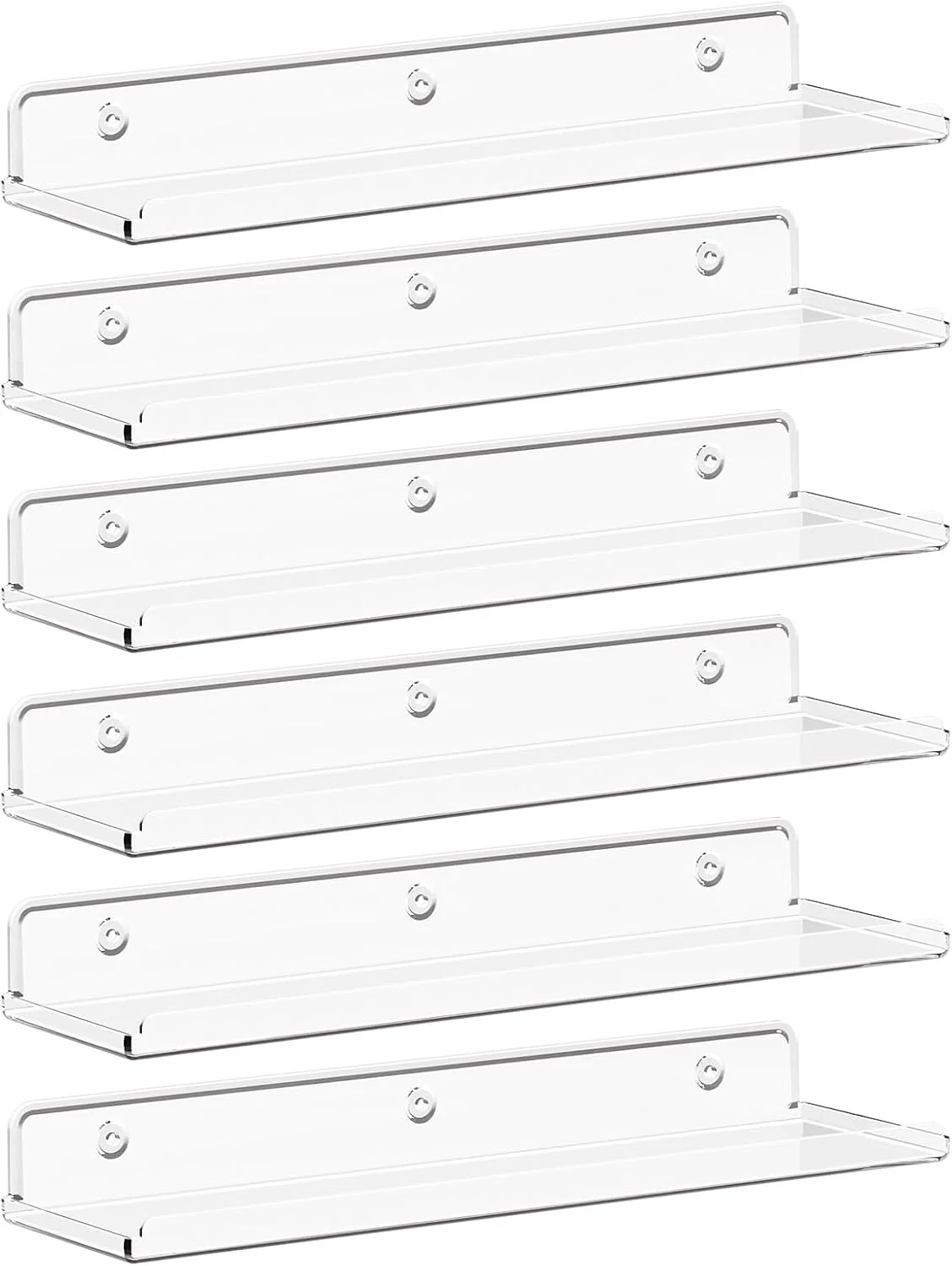 شلف دیواری شناور Lifewit، بسته 6 عددی، شلف اکریلیک شفاف 15 اینچی، دکور اتاق برای کتاب/مجسمه/عکس/لوازم آرایش در حمام، قفسه کتاب، اتاق نشیمن، اتاق خواب، سازماندهی و نگهداری آشپزخانه