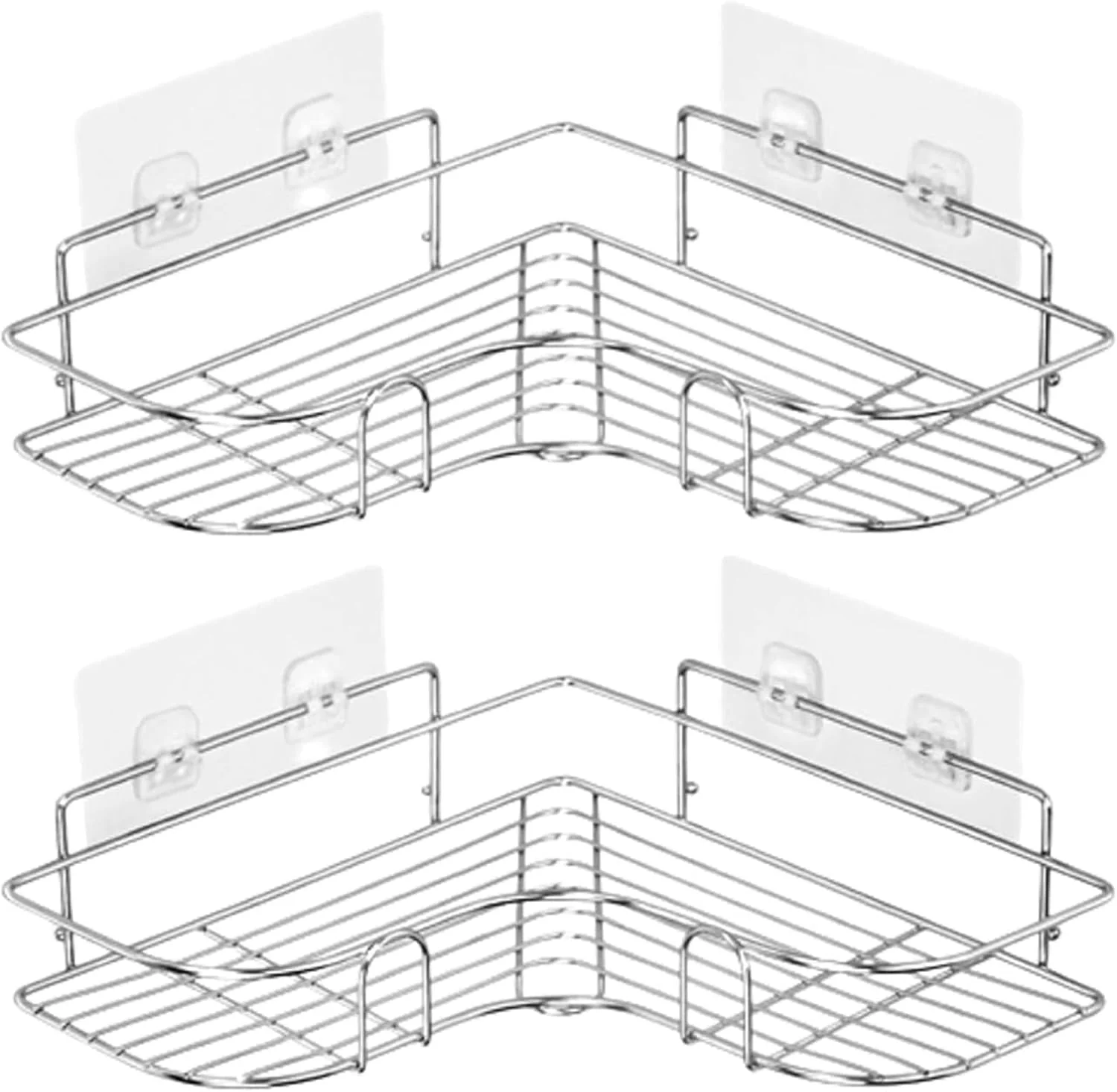 قفسه دوش کنج Sulfar، بسته 2 عددی، خود چسب بدون نیاز به سوراخکاری، قفسه ذخیره سازی دیواری برای حمام، آشپزخانه و توالت، استیل ضد زنگ