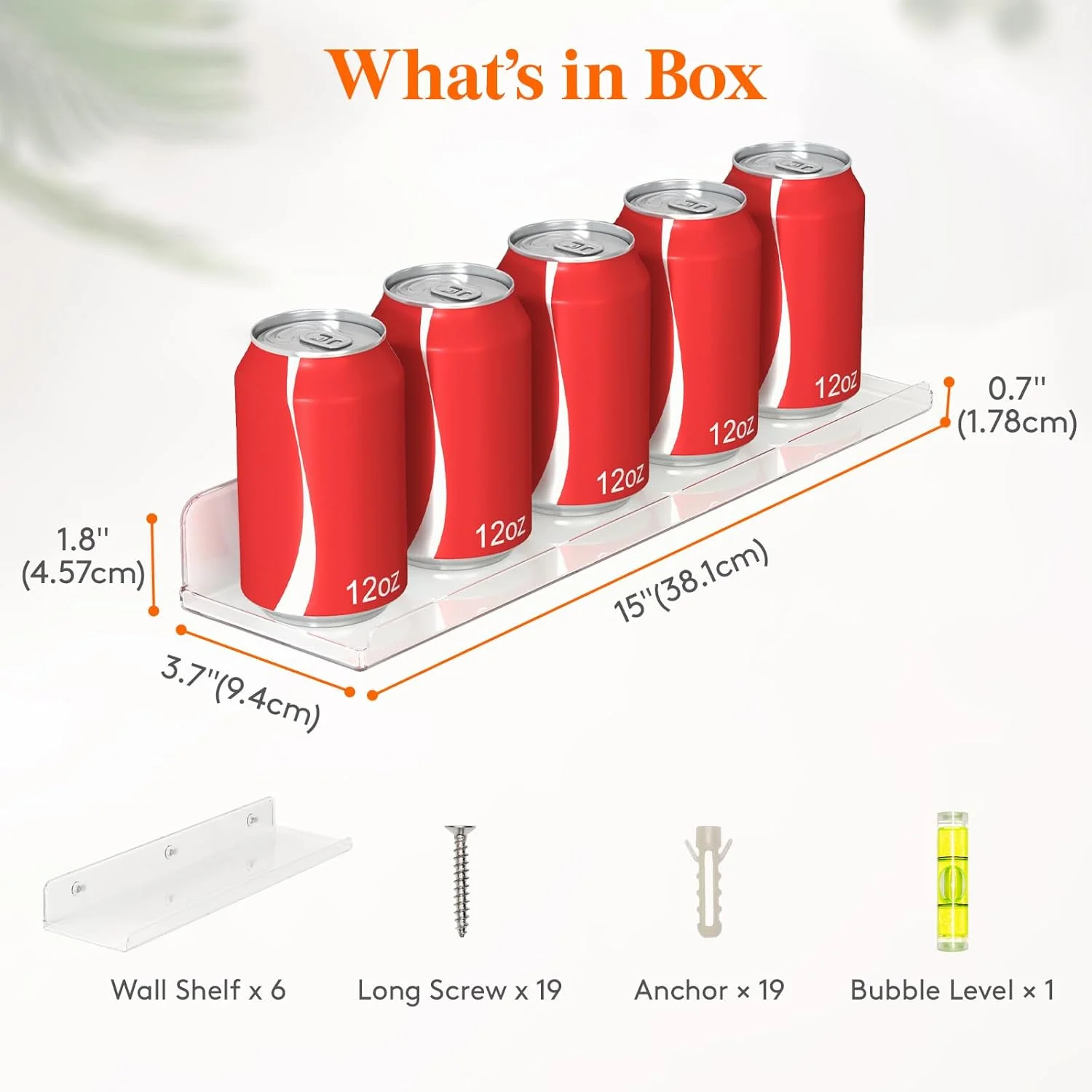 شلف دیواری شناور Lifewit، بسته 6 عددی، شلف اکریلیک شفاف 15 اینچی، دکور اتاق برای کتاب/مجسمه/عکس/لوازم آرایش در حمام، قفسه کتاب، اتاق نشیمن، اتاق خواب، سازماندهی و نگهداری آشپزخانه