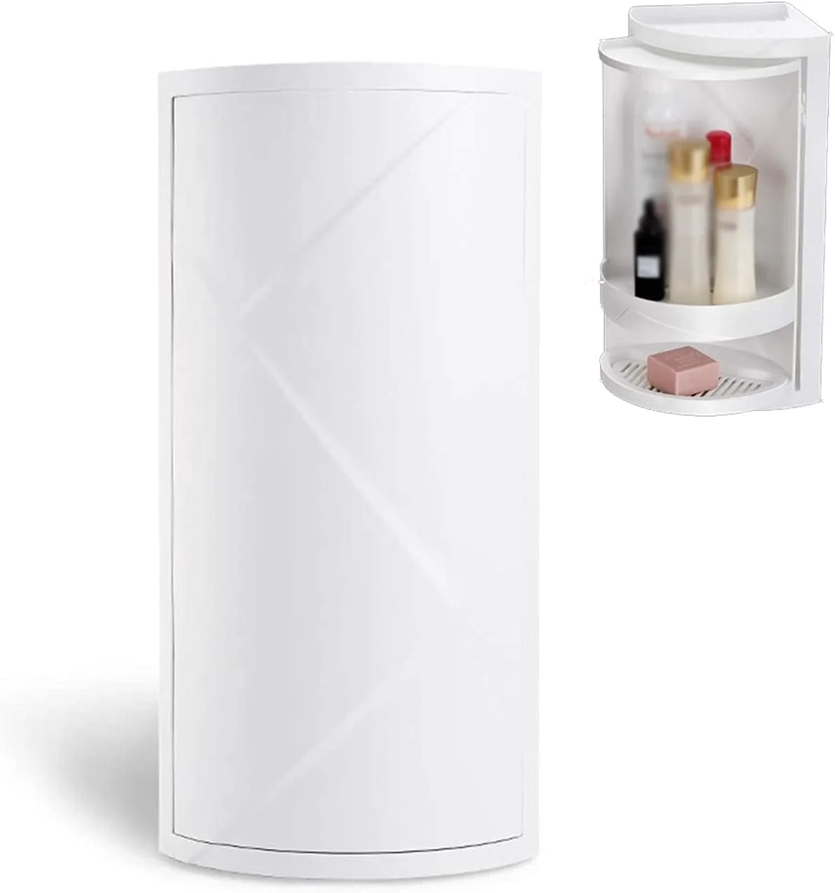 قفسه گوشه حمام و آشپزخانه Arabest، قفسه چند منظوره نگهداری لوازم آرایشی، قفسه نگهداری کابینت، قفسه مثلثی چرخان (2 طبقه)