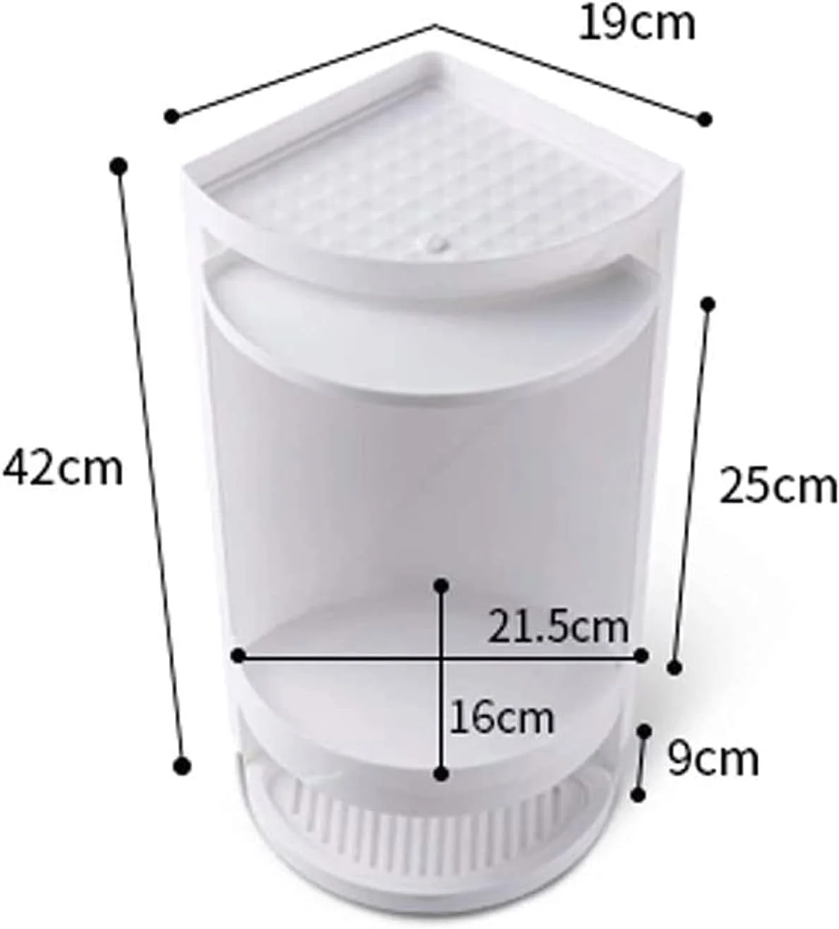 قفسه گوشه حمام و آشپزخانه Arabest، قفسه چند منظوره نگهداری لوازم آرایشی، قفسه نگهداری کابینت، قفسه مثلثی چرخان (2 طبقه)