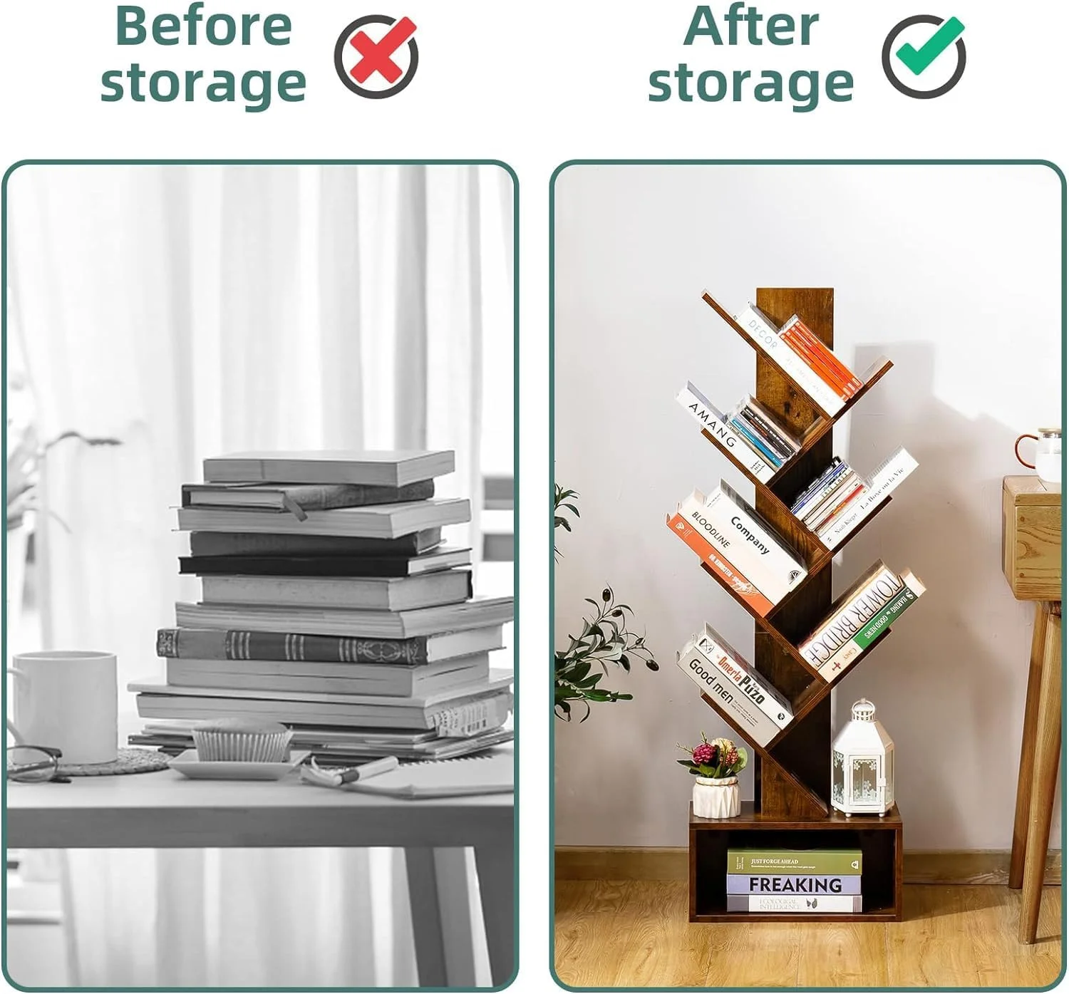 قفسه کتاب درختی NOAEOU - قفسه کتاب ایستاده رترو 6 طبقه، قفسه بلند چوبی برای نگهداری کتاب، سی دی/فیلم، قفسه های سازمان دهنده کتاب کاربردی برای اتاق خواب، اتاق نشیمن، دفتر کار خانگی قفسه کتاب درختی NOAEOU - قفسه کتاب ایستاده رترو 6 طبقه، قفسه بلند چوبی برای نگهداری کتاب، سی دی/فیلم، قفسه های سازمان دهنده کتاب کاربردی برای اتاق خواب، اتاق نشیمن، دفتر کار خانگی